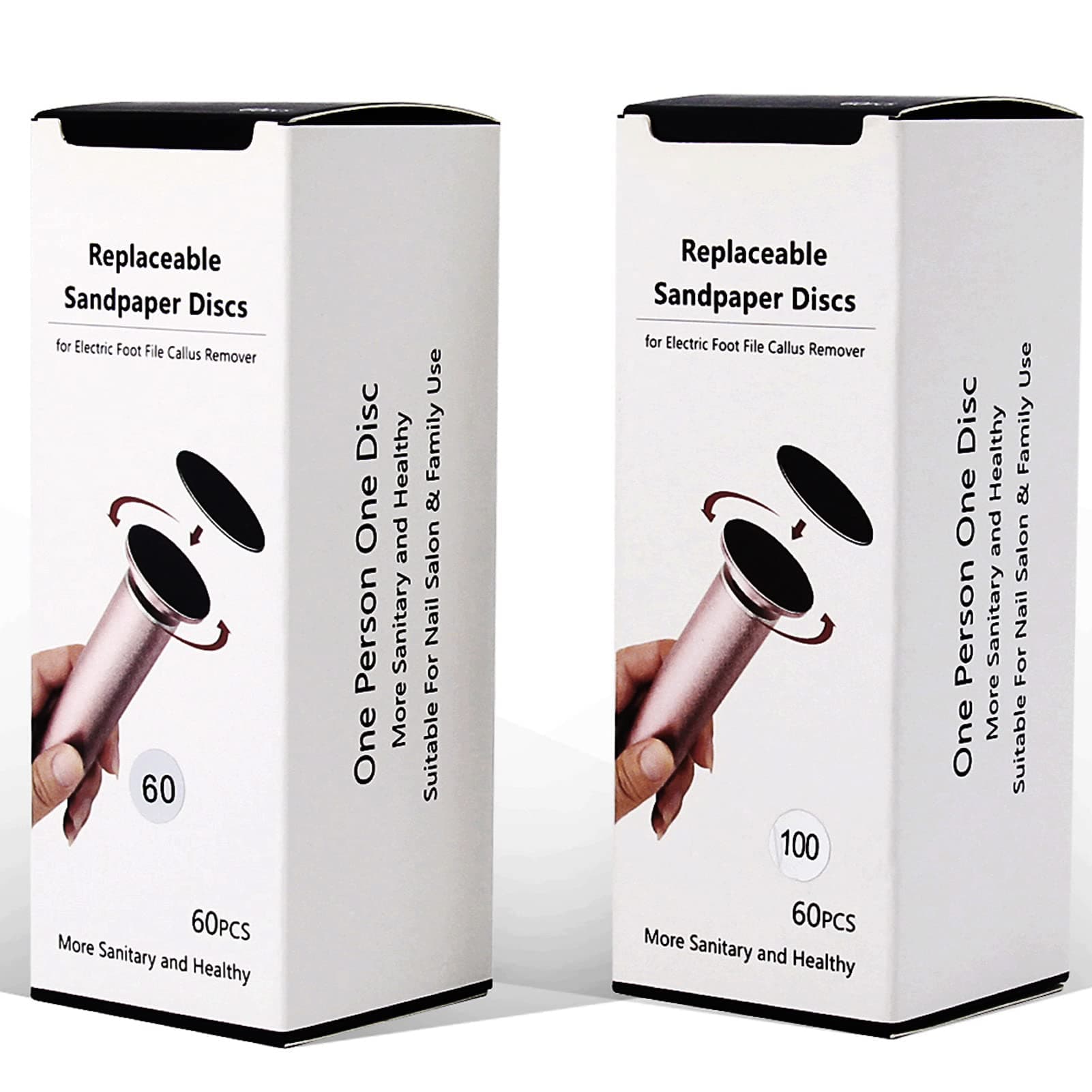 I·B·N G 120pcs Replaceable Sandpaper Refill Discs for Electric Foot File Callus Remover Dead Skin Removal (60pcs Rough 60 Grit, 60pcs Smooth 100 Grit)