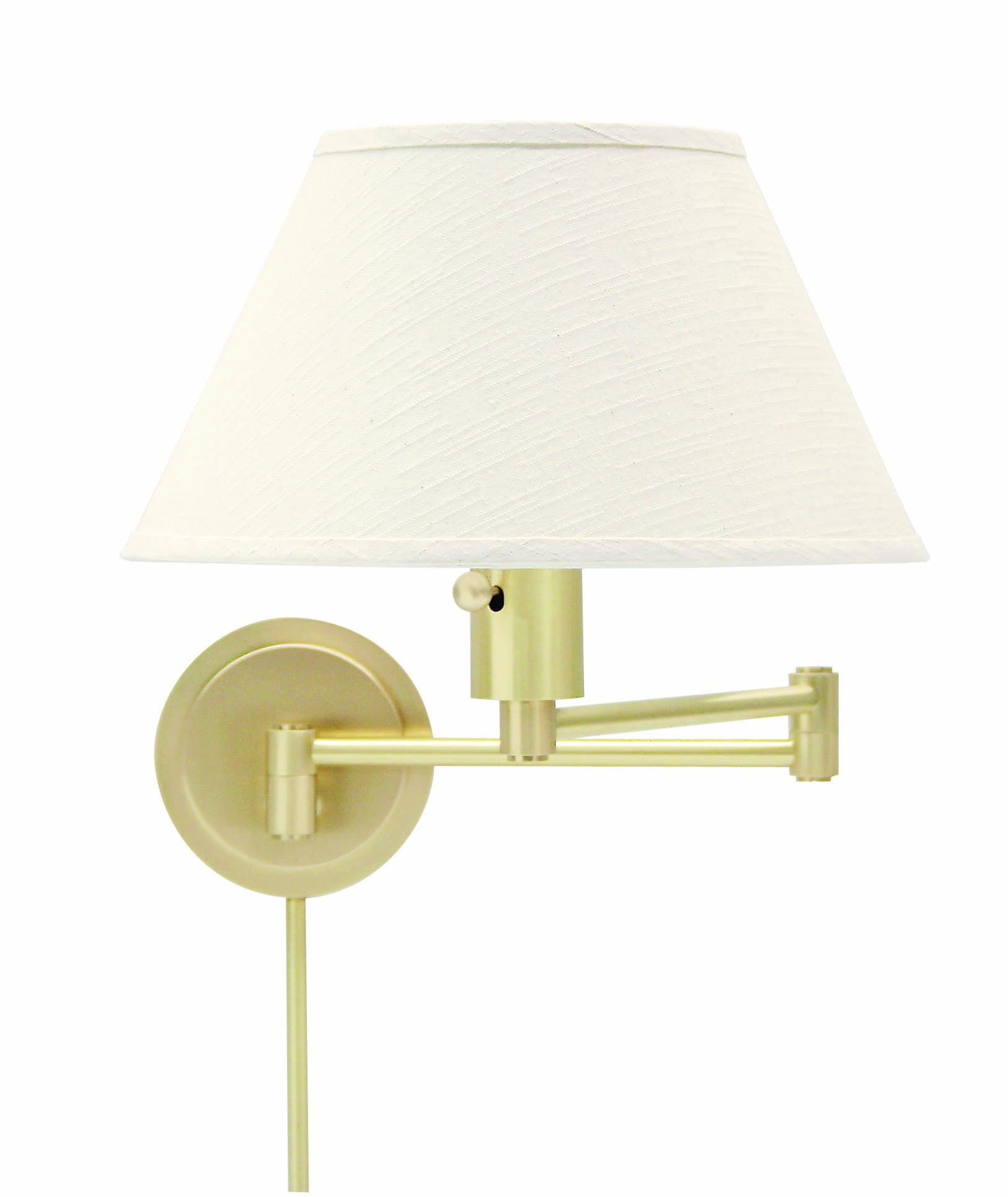 House Of Troy WS14-51 Home/Office Collection Swing-Arm Wall Lamp, Satin Brass with Off-White Linen Hardback Shade