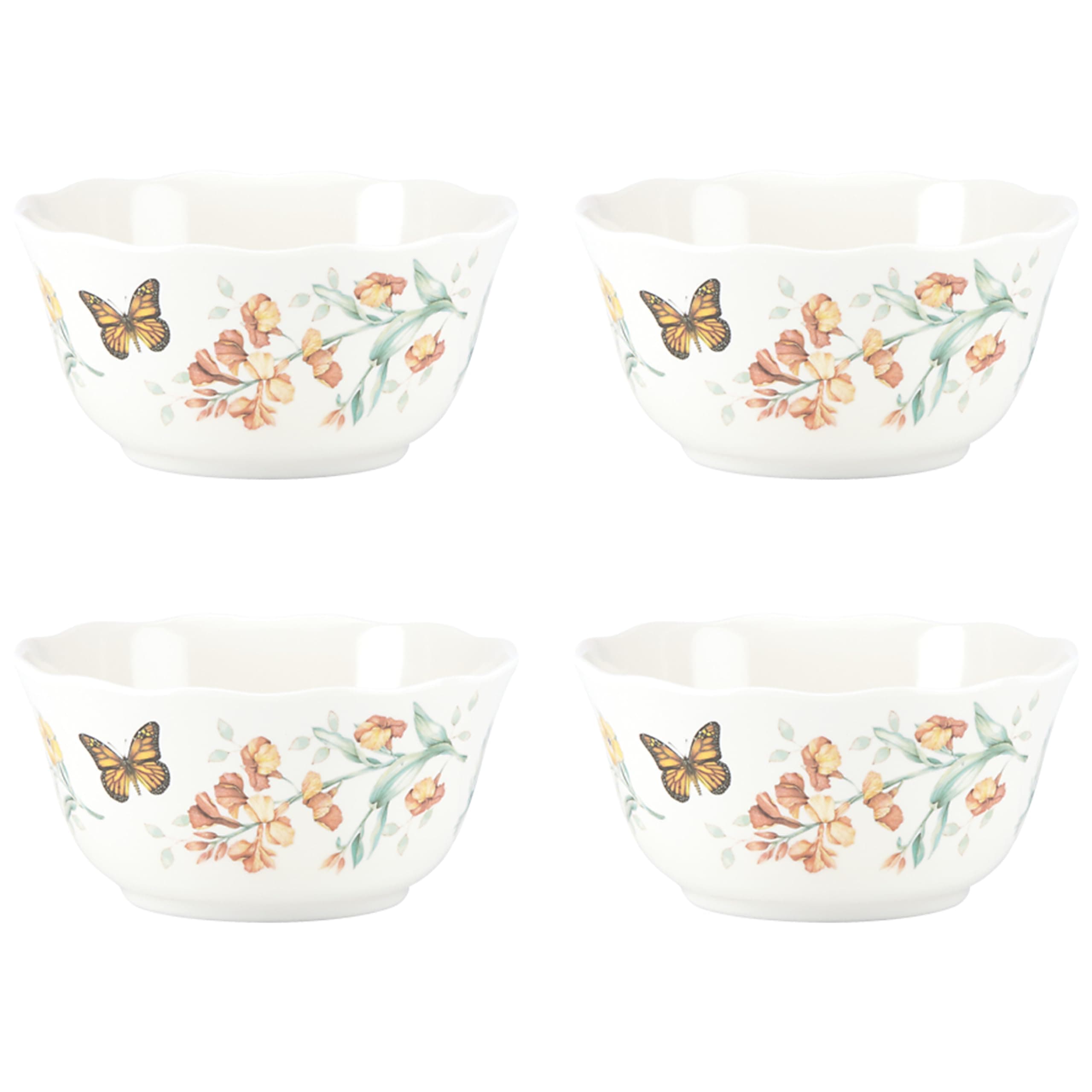 Lenox 856406 Butterfly Meadow Melamine 4-Piece All-Purpose Bowl Set, Lightweight Melamine Material