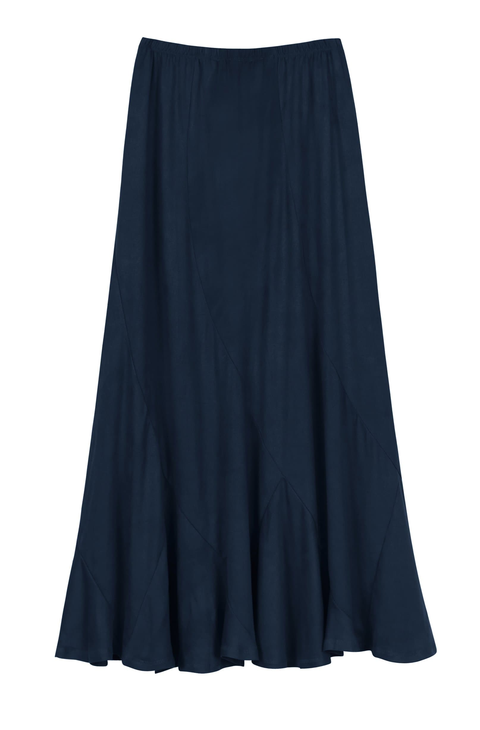 Urban CoCo Women's Faux Suede Elastic Waist Midi Long Skirt A Line Women Flowy Fall Winter Skirts