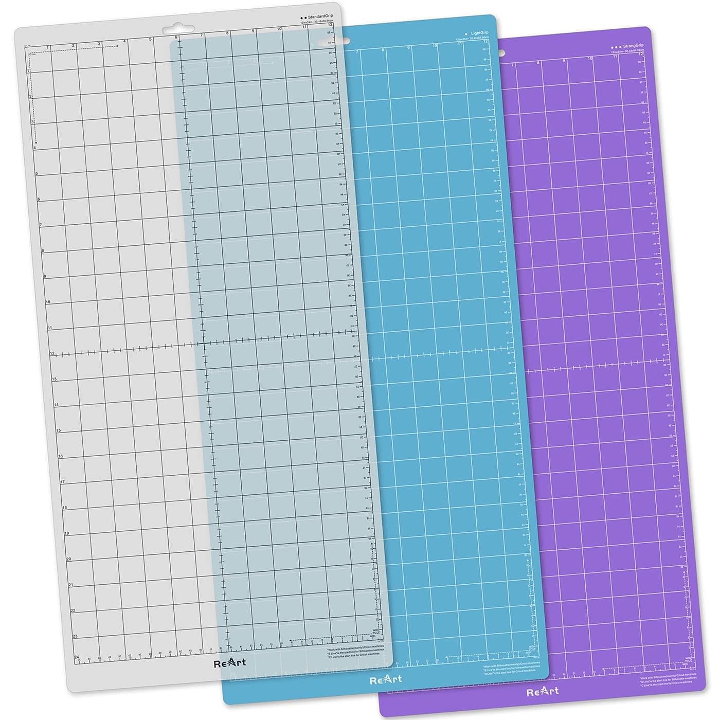 Cutting Mat Variety 3 Packs 12” x 24” - Strong, Standard, Light Grip Adhesive Cutting Mat Suit for Cricut, for Silhouette Cameo