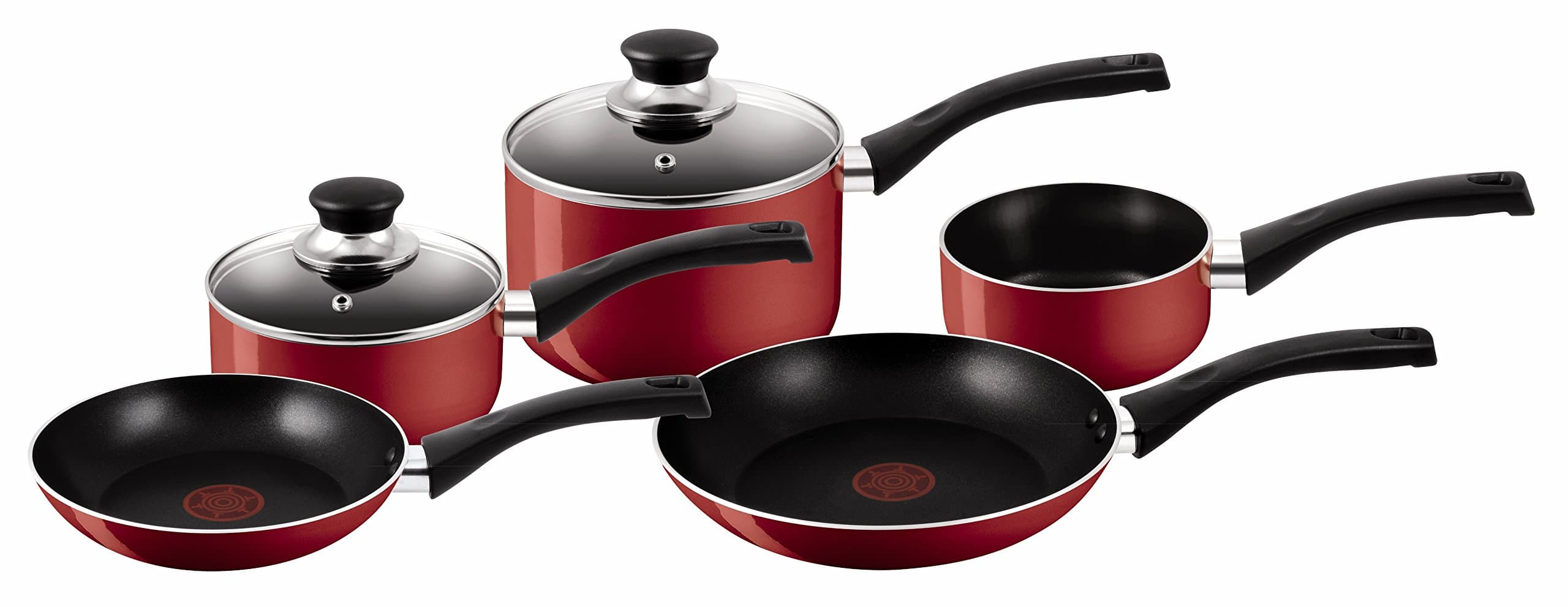 Tefal Bistro Aluminium Cookware Set, 5 Pieces - Red