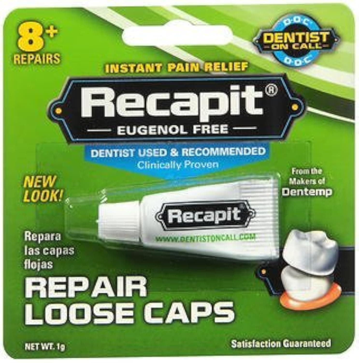 Recapit Loose Cap Dental Repair - 8 Repairs, Pack of 3
