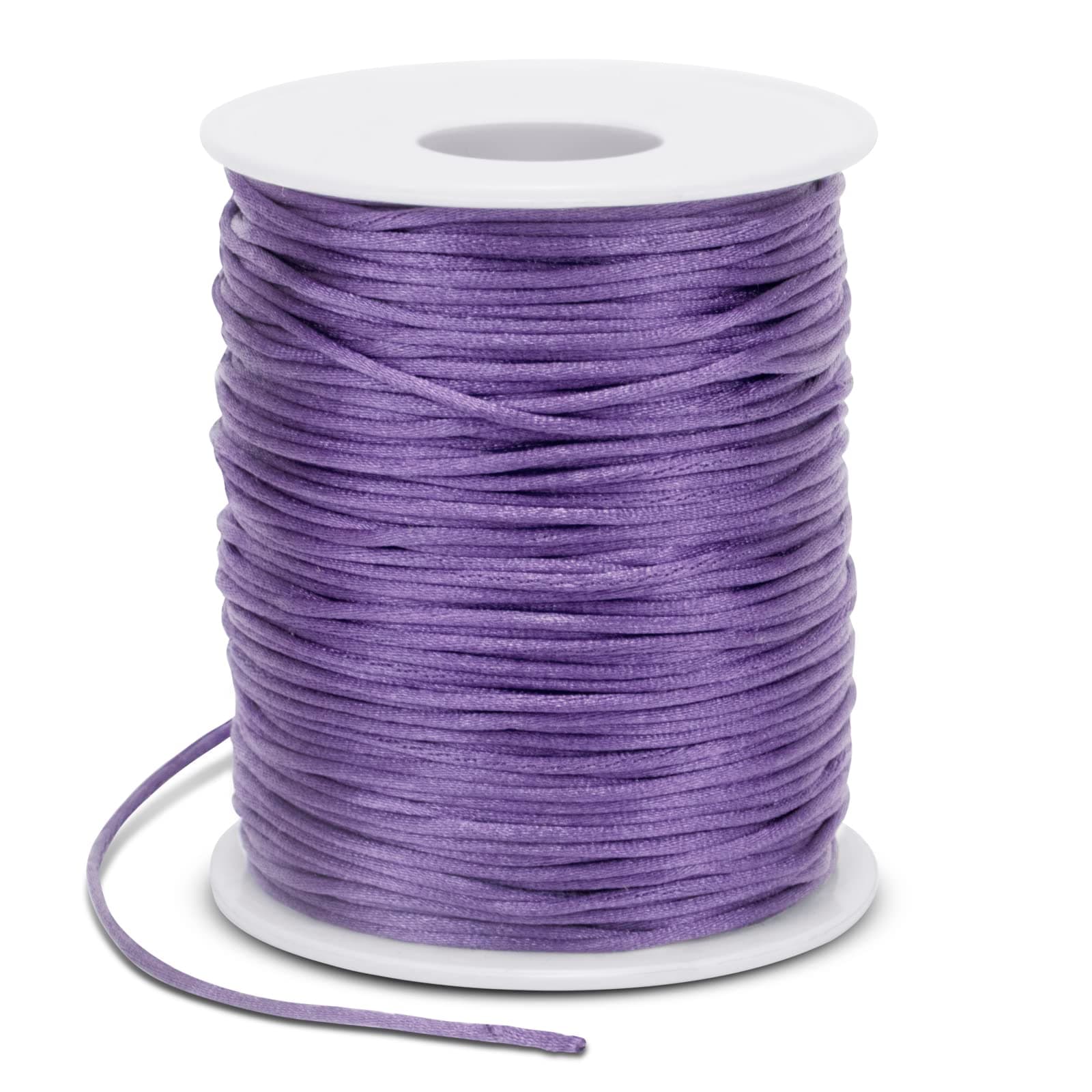 LEREATI Satin Cord 1.5mm x 100m Nylon Cord Bracelet Thread, Rattail Silk Beading Thread Jewellery String for Making Bracelet, Necklace, Chinese Knot, DIY Crafts (Purple)