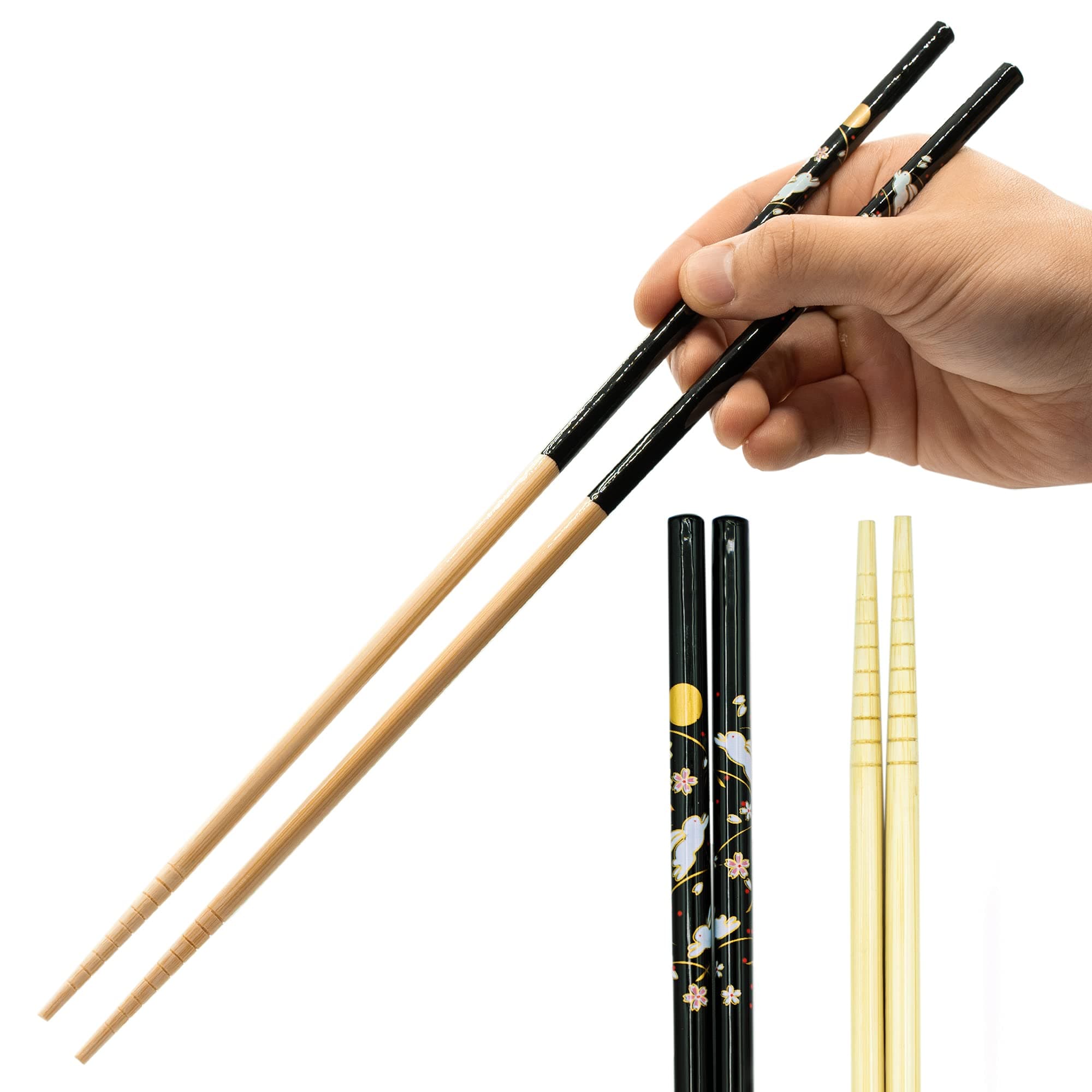 Cooking Chopsticks Long Japanese - Made in Japan Bamboo Saibashi Cooking Chopsticks - Black, 13x0.31