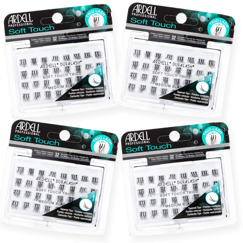 False Eyelashes Soft Touch Trios Individuals Medium Black 4 Pack