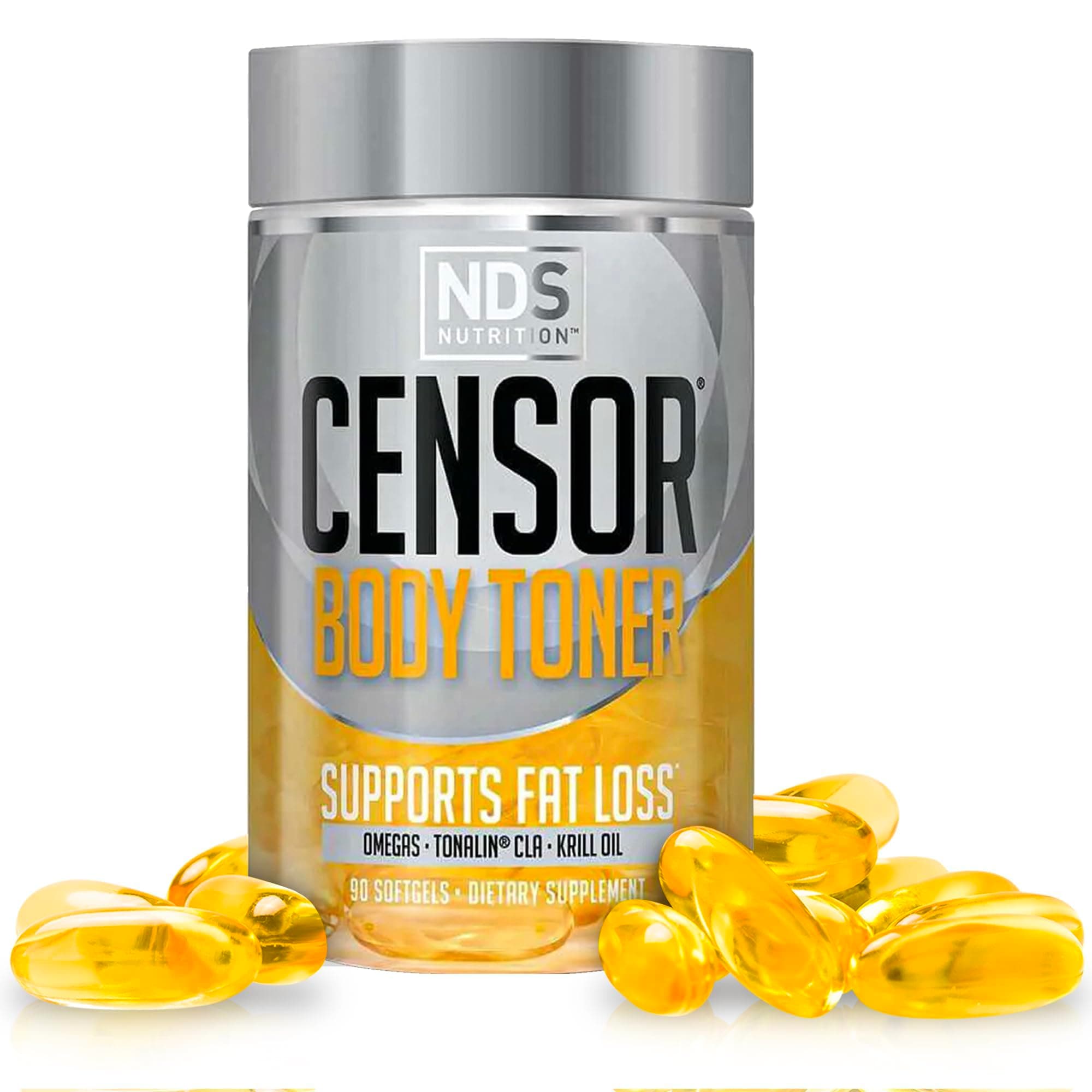 NDS Nutrition Censor - Fat Loss and Body Toner with CLA, Fish Oil, Safflower and Omega 3-6-9 Blend - Dietary Supplement for Improved Energy and Health (90 Softgels)
