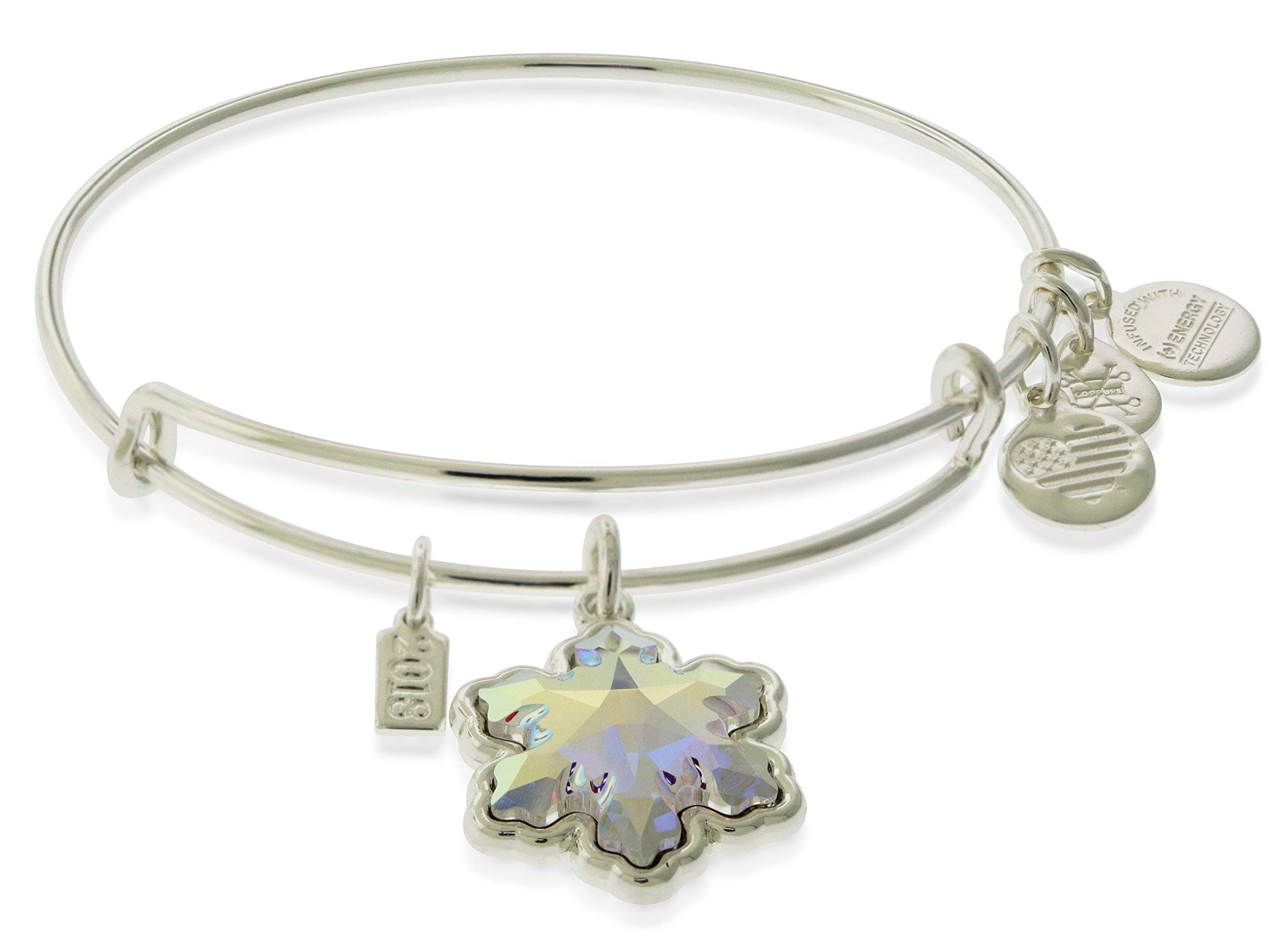 Alex and Ani Crystal Snowflake Bangle Shiny Silver One Size