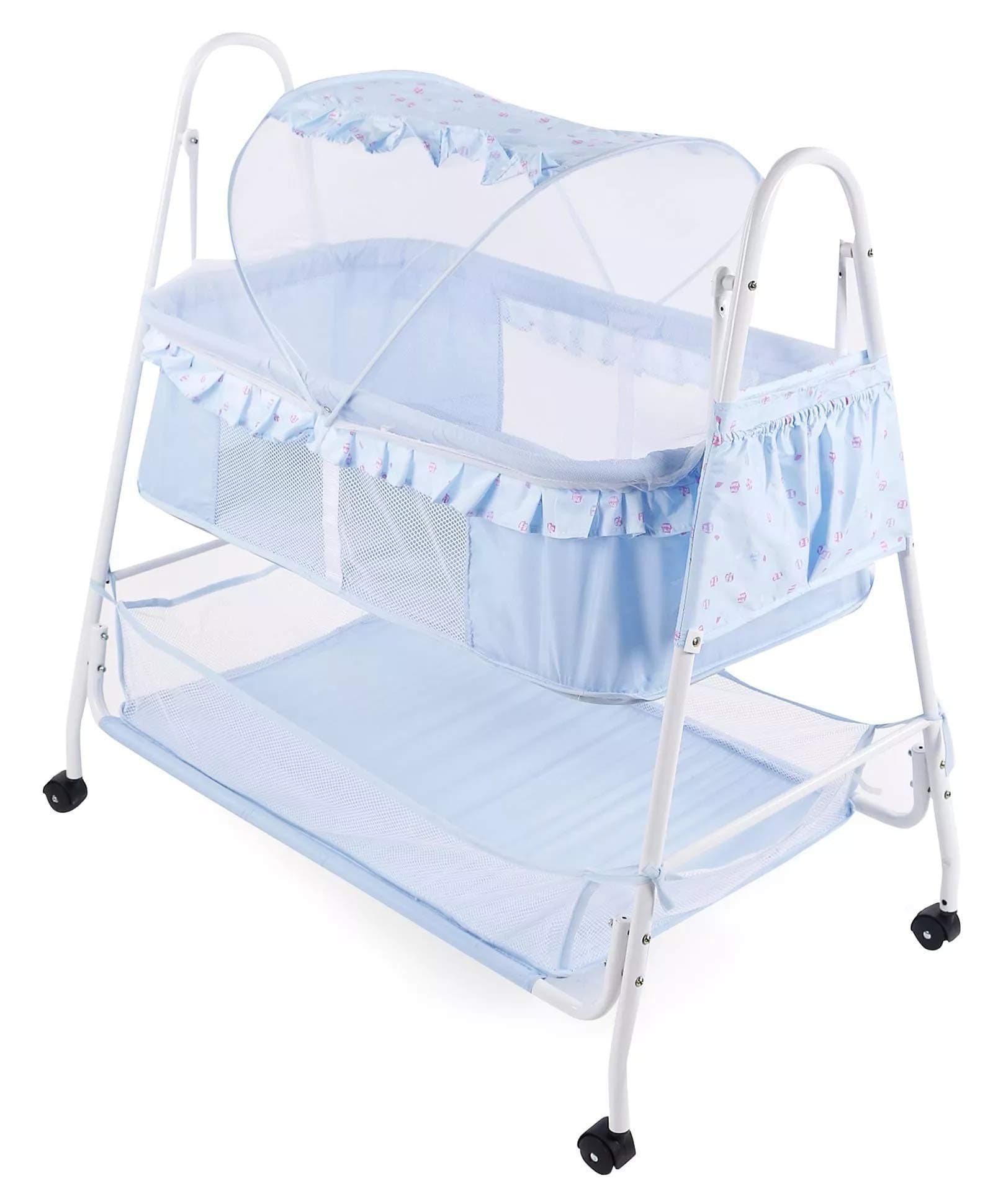 Baby On Board Baby Cradle Bassinet with Mosquito Net (Blue)