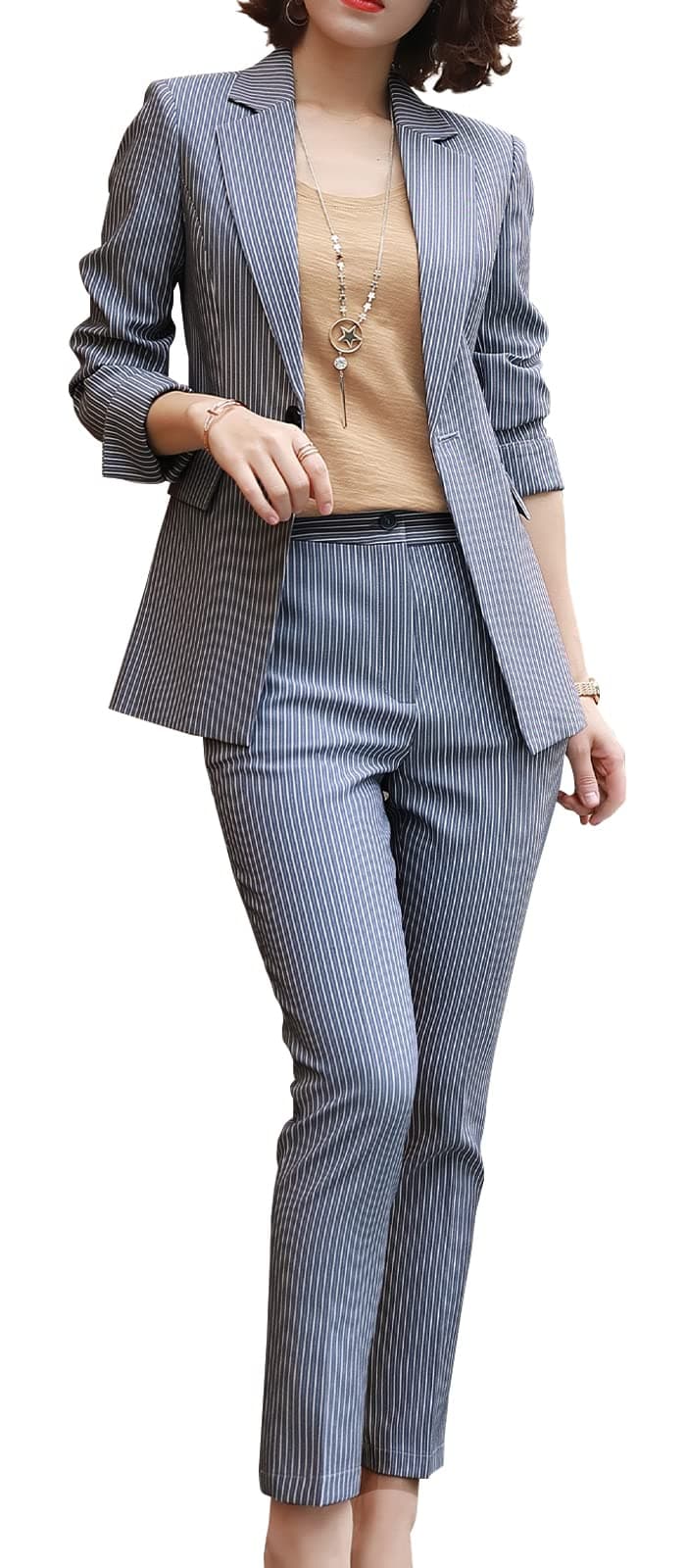 SUSIELADYWomens Business Work Suit Set Blazer Pants for Office Lady Suit Set Slim Fit Blazer Pant