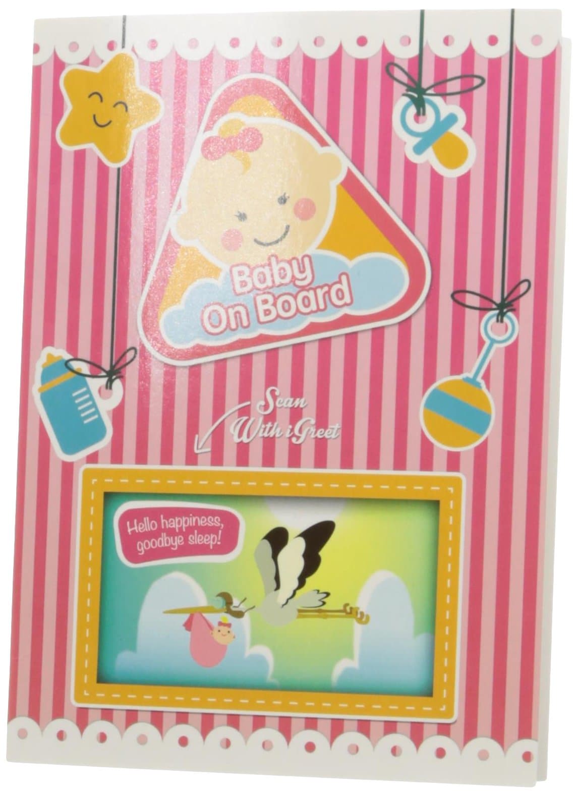 Augmented Reality Greeting Card: Baby Onboard, Girl