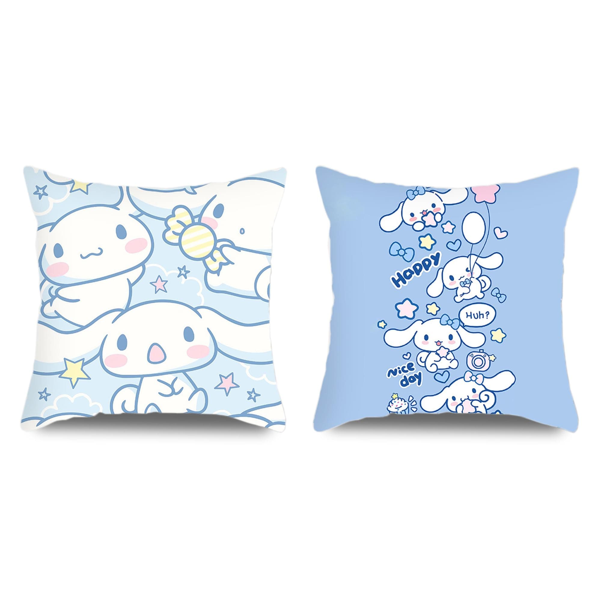 Eiodlulu 2pcs Cartoon Throw Pillow Cover 18x18 Inch Case Cushion for Couch Sofa Bed Room Cute Kawaii Soft Velvet (Blue)