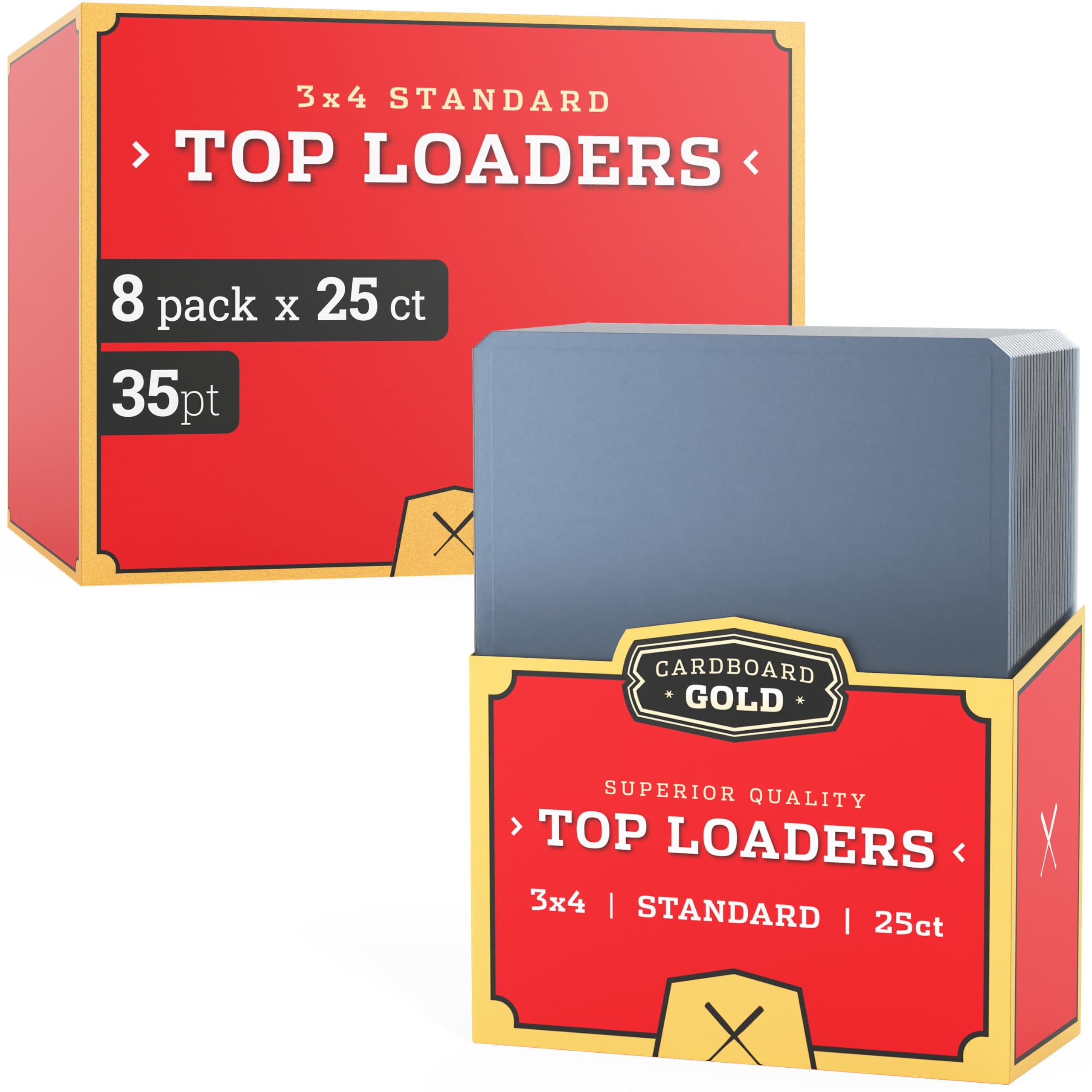 Cardboard Gold - 35pt Top Loaders for Cards - 200 Count - Premium 3x4 Inch Trading Card Toploaders - Protect Your Baseball and Sports Cards with These Crystal Clear Hard Plastic Sleeves Protectors