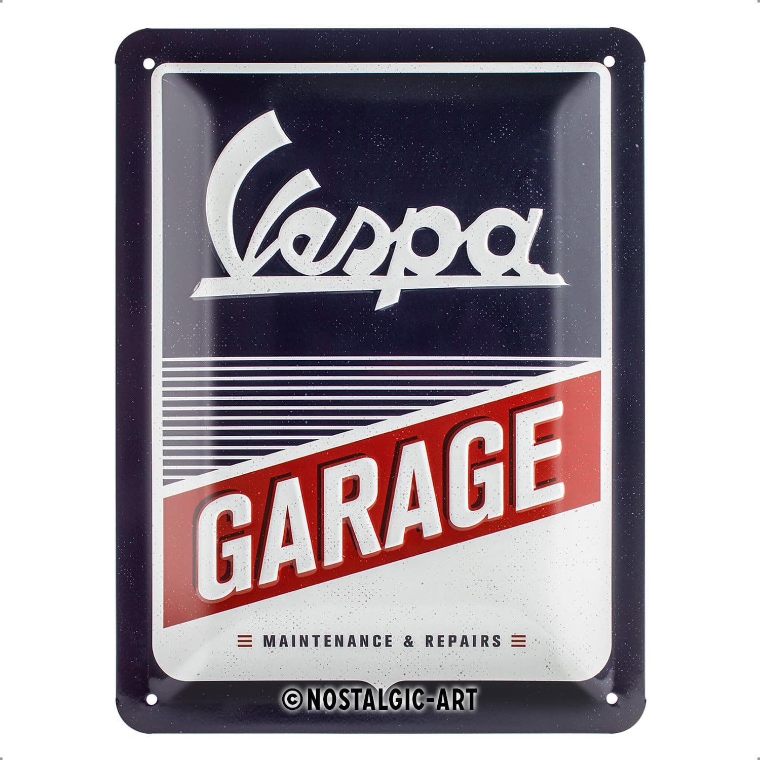 Nostalgic-Art Retro Tin Sign – Vespa – Garage – Gift idea for scooter fans, Metal Plaque, Vintage design for wall decoration, 15 x 20 cm