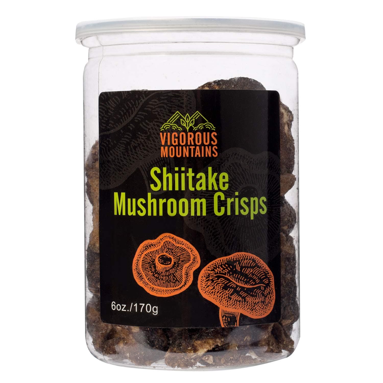 VIGOROUS MOUNTAINS Shiitake Mushroom Crisps Snack Dried Vegetables Delicious Food 6 OZ