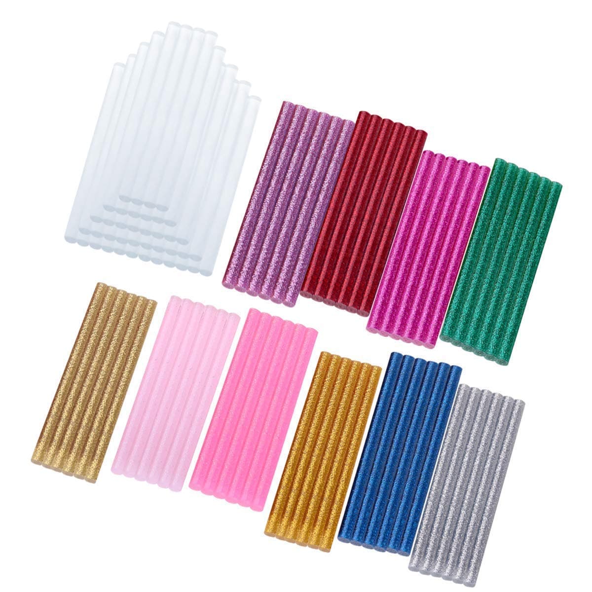 100 Pack 11 Color Glitter Hot Melt Glue Gun Sticks Mini 7mm x 100mm for Handy DIY Tool Art Craft (Multicolor)