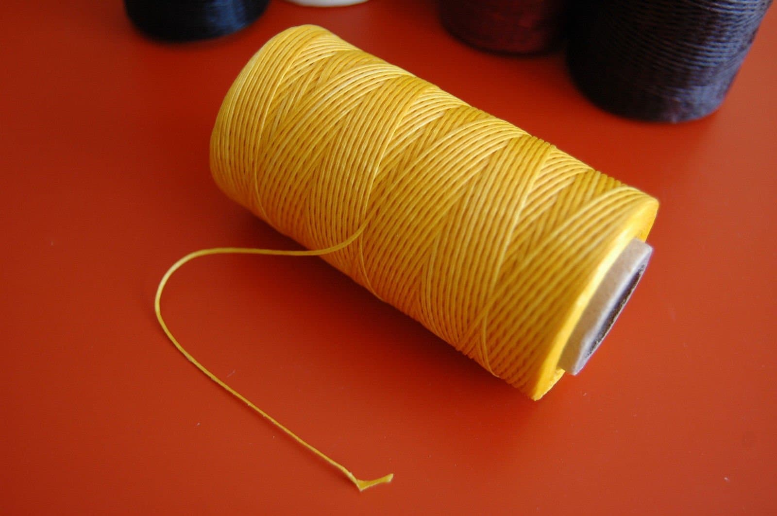 1mm Leather Craft Waxed Wax Thread DIY Stitching Chisel Sewing-10 Yard for Treatments Leather Tools Chisel Awl Upholstery Shoes Luggage 1 Pcs (Gold)