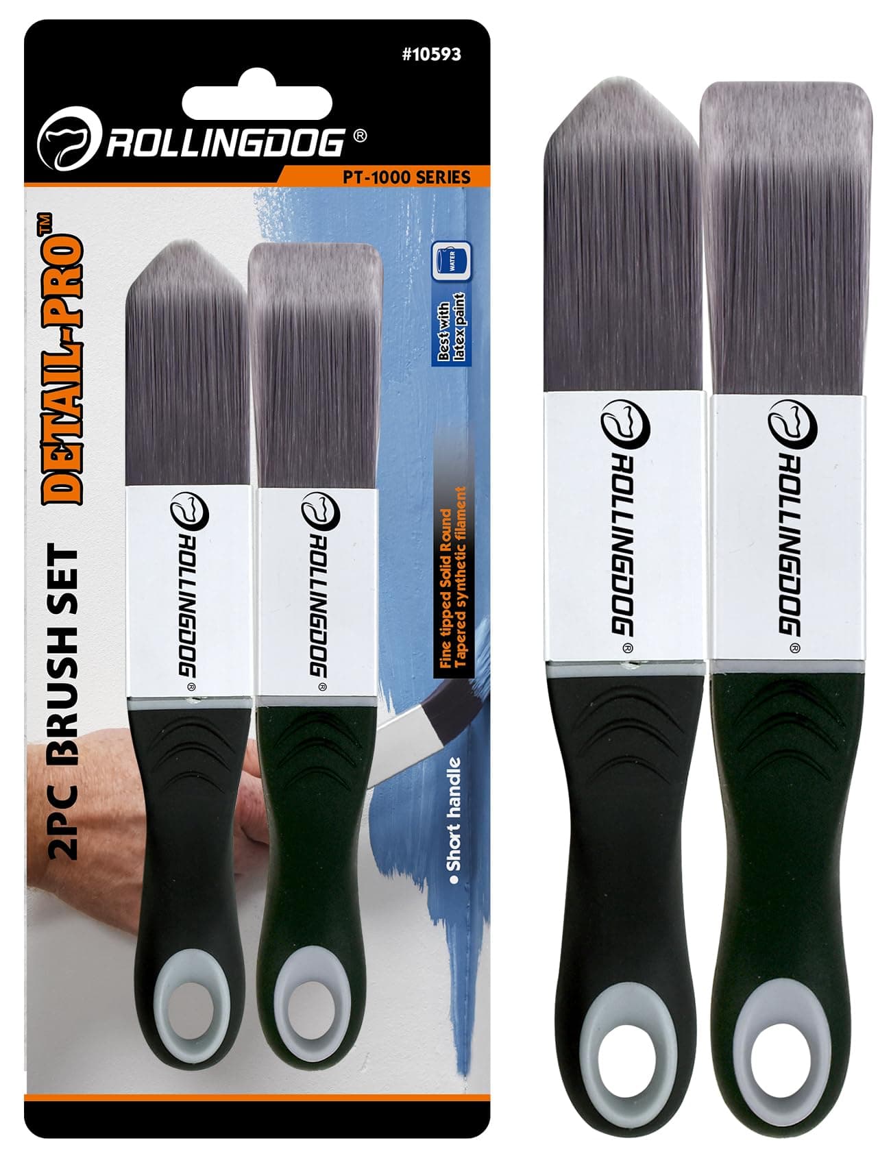 ROLLINGDOG Set of 2 Skirting Brush Set Including 1 x Four Side Brush and 1 x Three Side Brush, Ideal for Cutting Edges