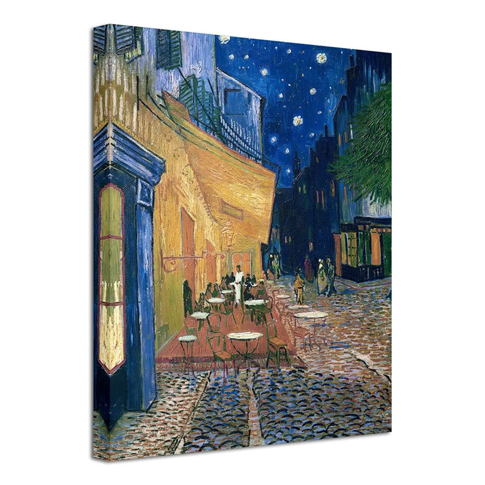 Wieco Art Cafe Terrace at Night Modern Stretched and Framed Giclee Canvas Prints Van Gogh Oil Paintings Reproduction Cityscape Picture on Canvas Wall Art Ready to Hang for Bedroom Kitchen Home Decor