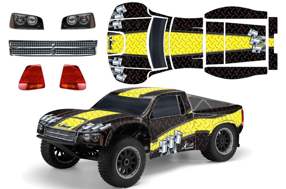 AMR Racing RC Graphics kit Sticker Decal Compatible with Losi Ten-SCTE 1/10 #LOSB8028 - Diamond Race Yellow/Black