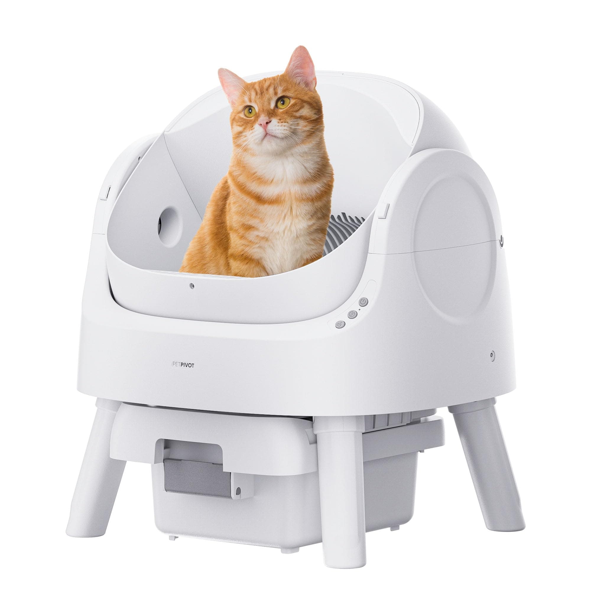 PetPivot, Automatic Cat Litter Box, Open Top Litter Box for Multiple Cats, Self Cleaning Litter Box with Liners and Mat Included (Updated Sensors + Local Support)
