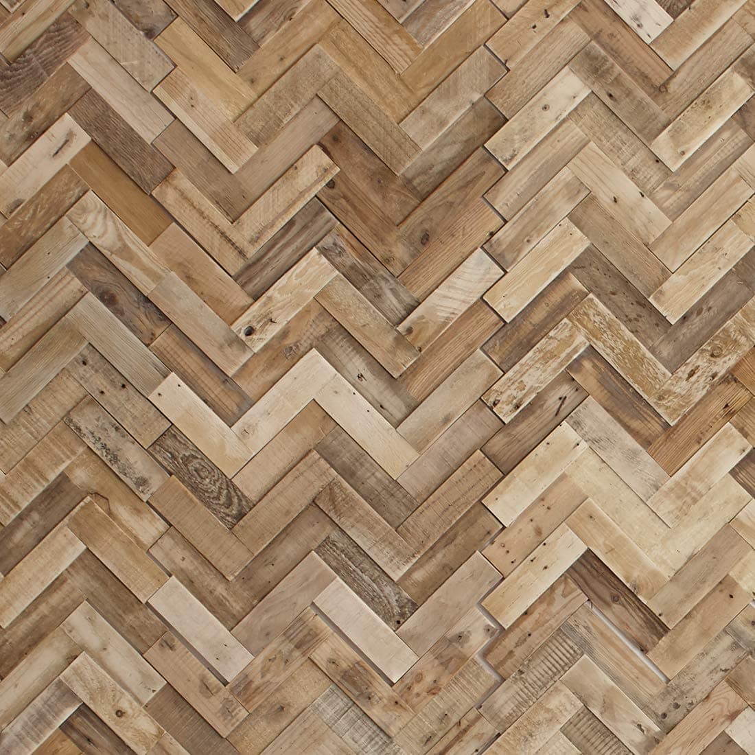 Reclaimed Collection Herringbone - DIY Wood Wall Panels - Solid Salvaged and Upcycled Wood - Nails and Staples Application - 11 Sq Ft