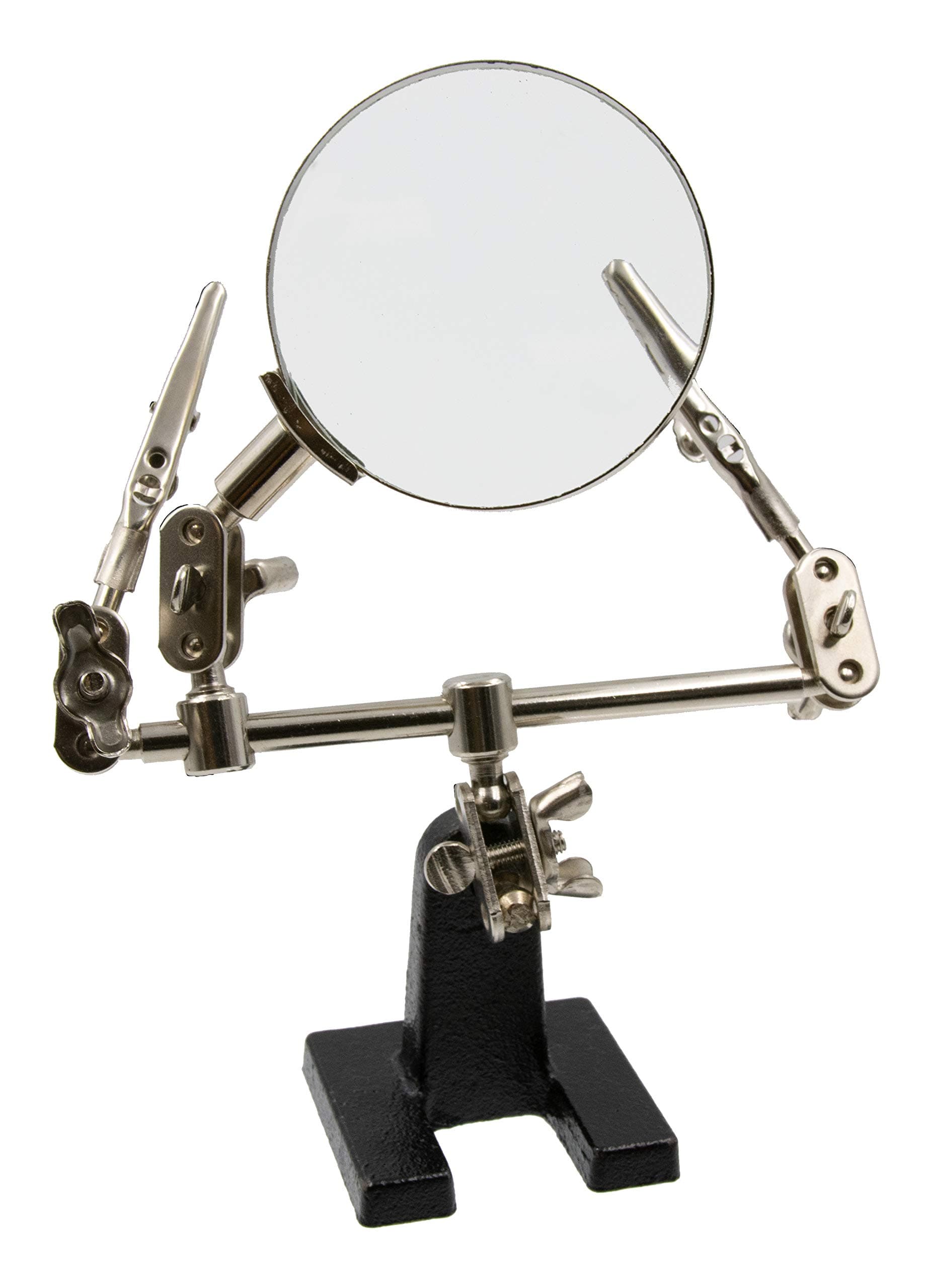 Crafts Helping Hand Magnifier – Adjustable 4X Magnifying Glass on Metal Base with 2 Adjustable Alligator Clips –Designed for Soldering, Crafting and Small Precision Projects
