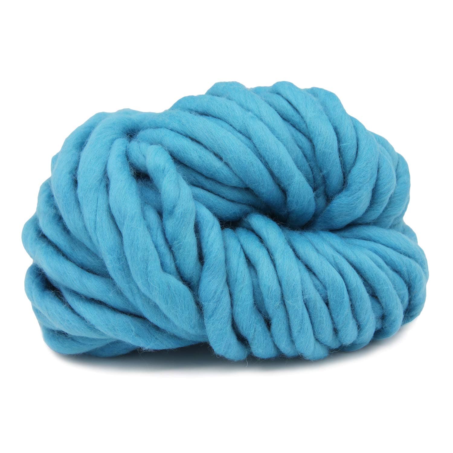 Merino Wool Super Chunky Yarn - Wool Roving Yarn for Finger Knitting,Crocheting Felting,Making RugsBlanket and Crafts (Sky Blue)
