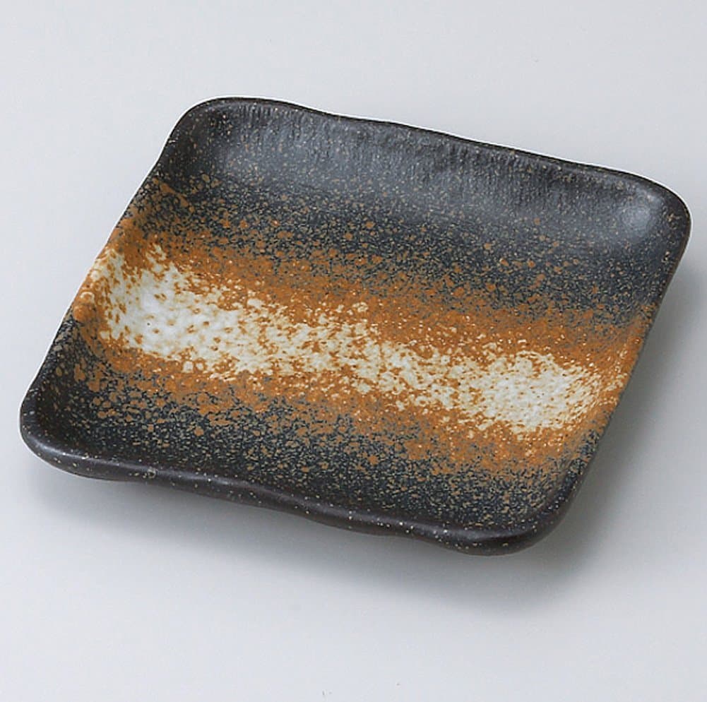 Black bizen square plate 5 PCs set MINO-yaki Japanese plates and enjoy toy (kitchen utensils) with set 189-602-568