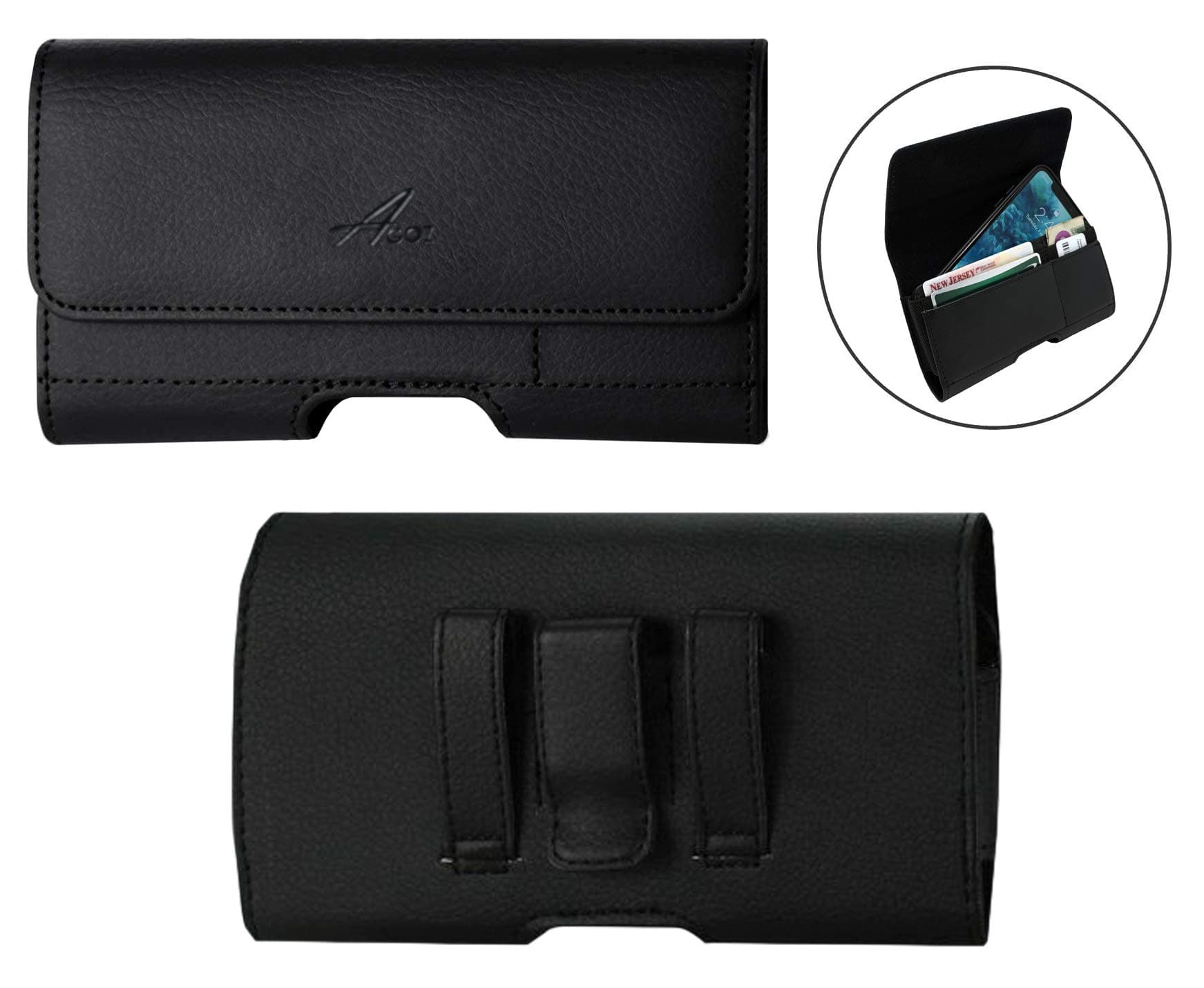 AGOZ Leather Belt Clip Case for OnePlus 12, 12R, OnePlus 11, 10 PRO, OnePlus 9 PRO, OnePlus Nord N300 N200 N100, N30 N20, OnePlus 8T+, 8 PRO, 8 5G UW, Pouch Holster Cover Belt Clip (with Card Holder)