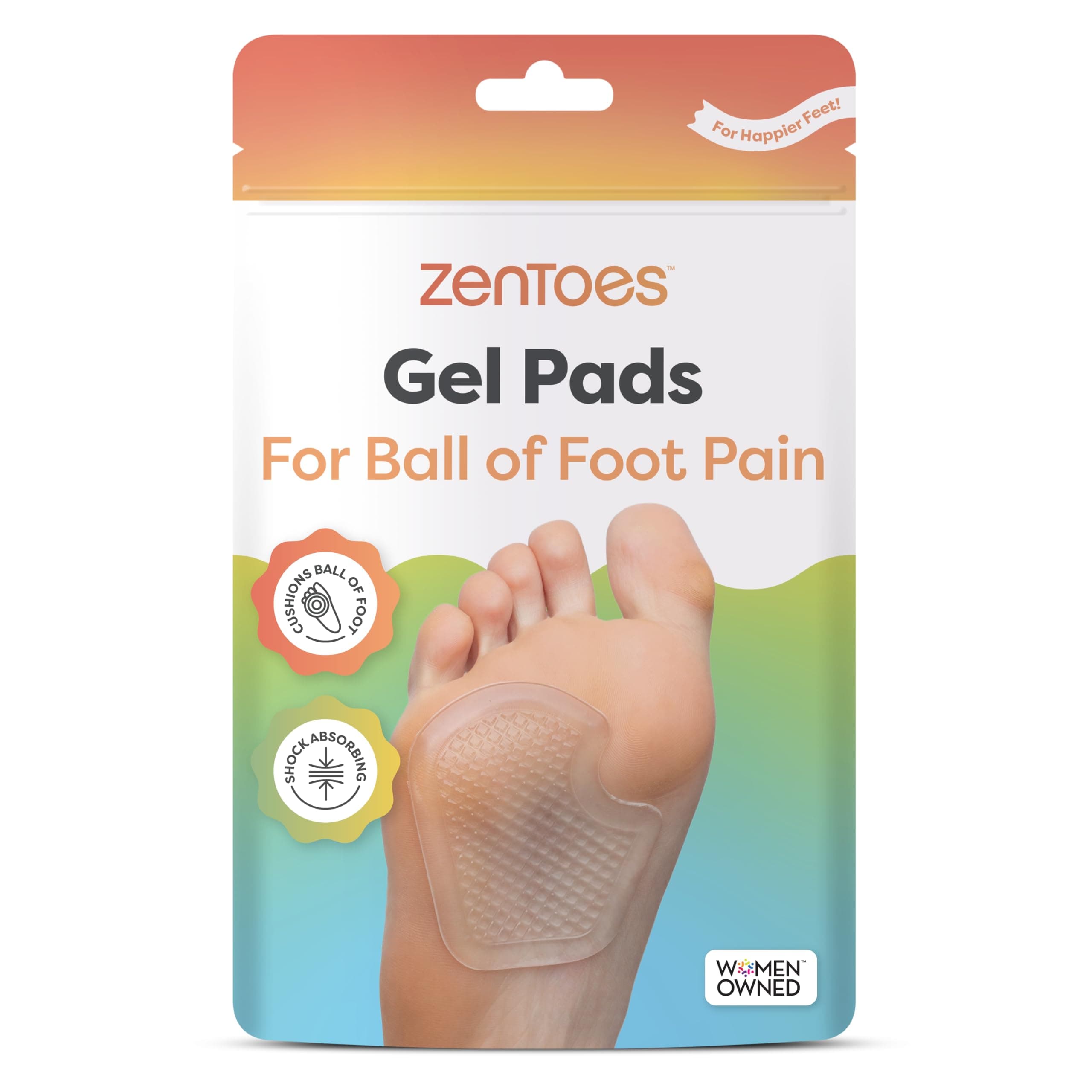 ZenToes Metatarsal Pads Women, Ball of Foot Cushions, Heel Inserts for Women, Shoe Inserts for Morton's Neuroma and Sesamoiditis Support, Metatarsalgia Foot Pads, 2 Pairs
