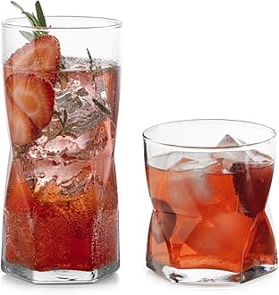 Rhombus 16-Piece Tumbler and Rocks Glass Set