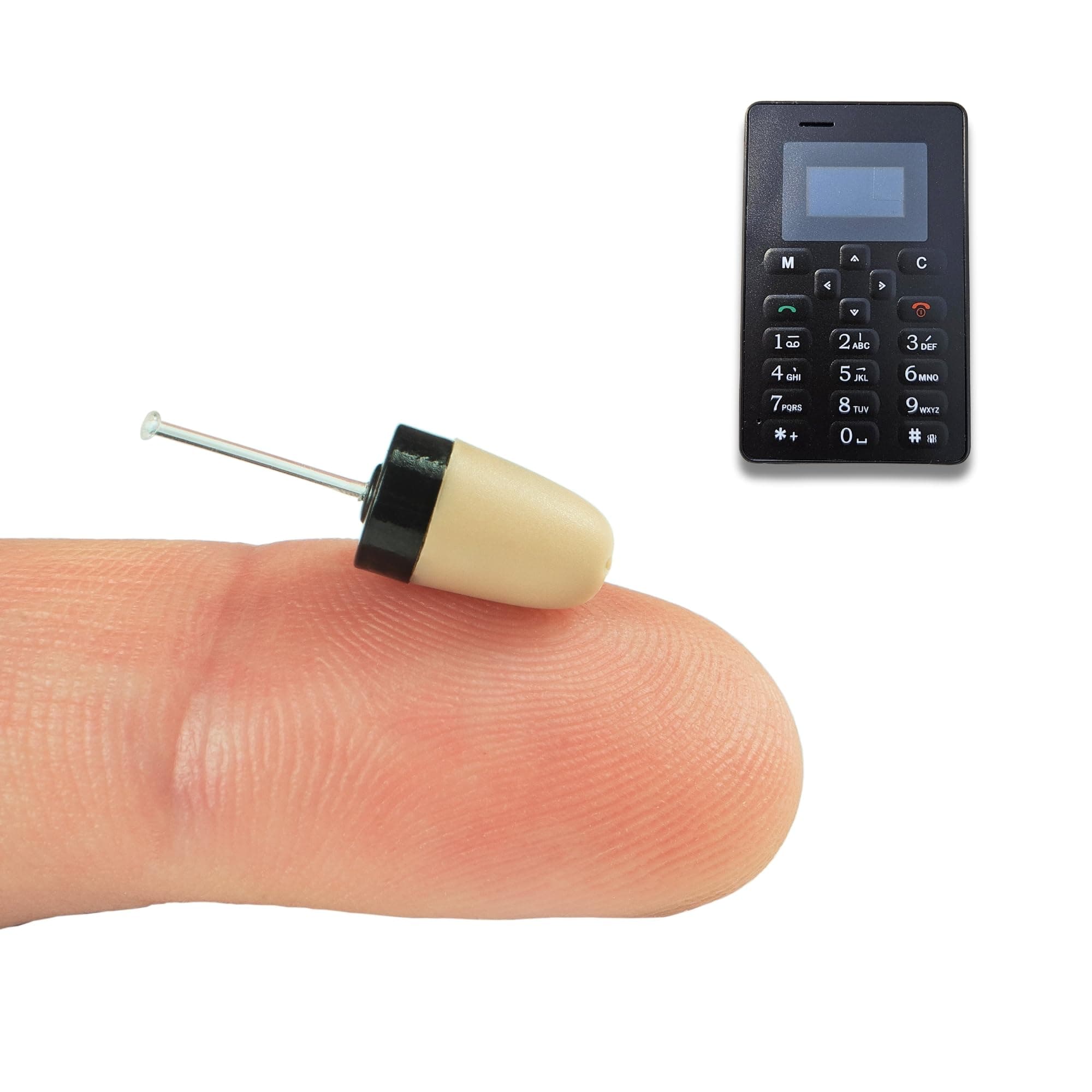 Spy Earpiece GSM Wireless Earphones Invisible Hidden Mini Headset Exam NanoSIM Card Microphone - Secret Earphone Micro Listening Device Cheating (Spy Earpiece Vip Pro SuperMini GSM Card)