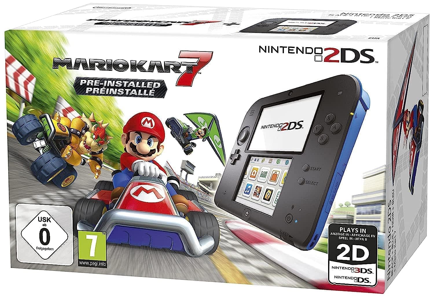 Nintendo 2DS - Konsole (Black) + Mario Kart 7