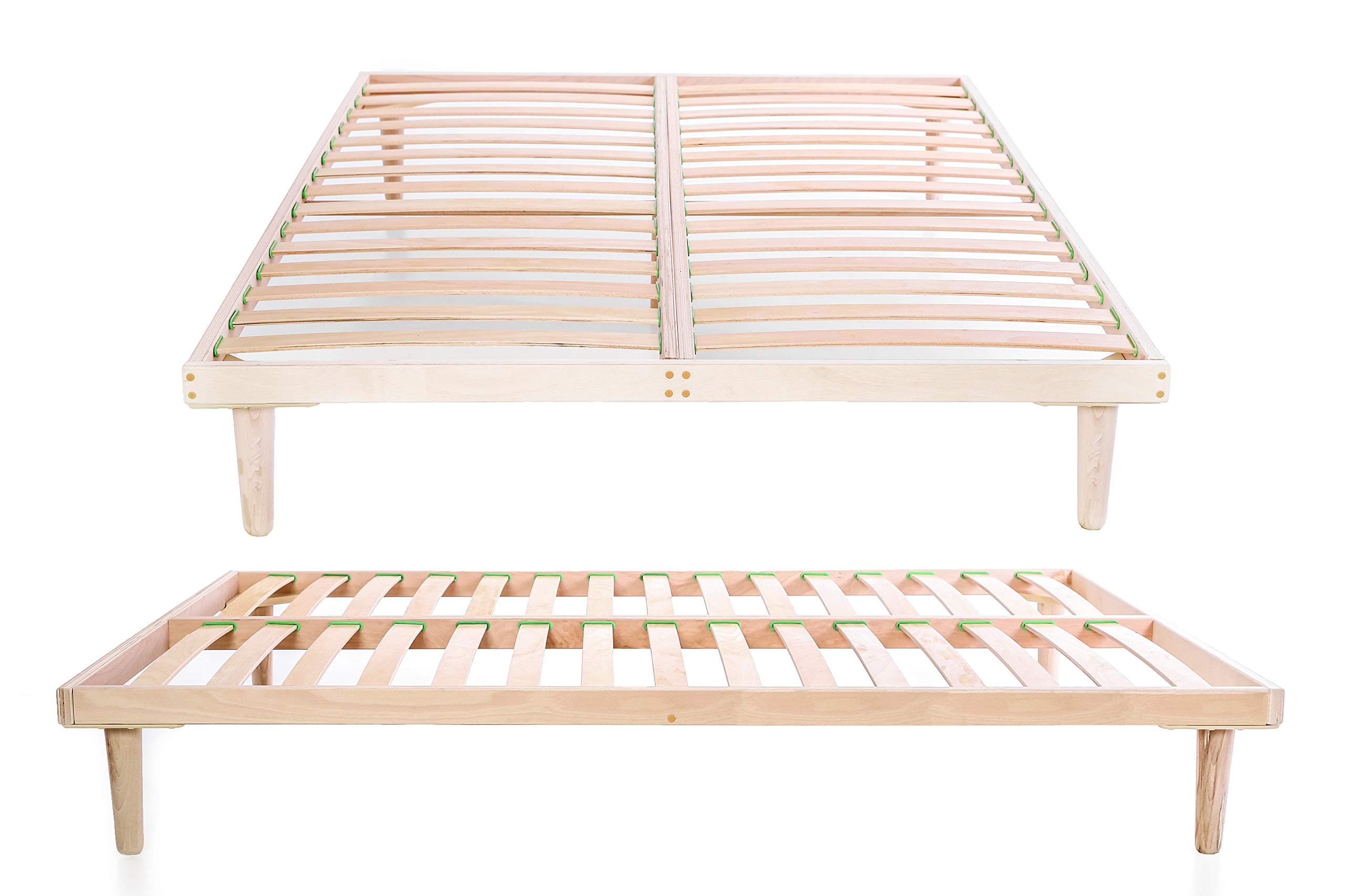 Green Design Beech Wood 160 x 200 cm Double Bed Frame Slatted Orthopedic Base Easy Assembly