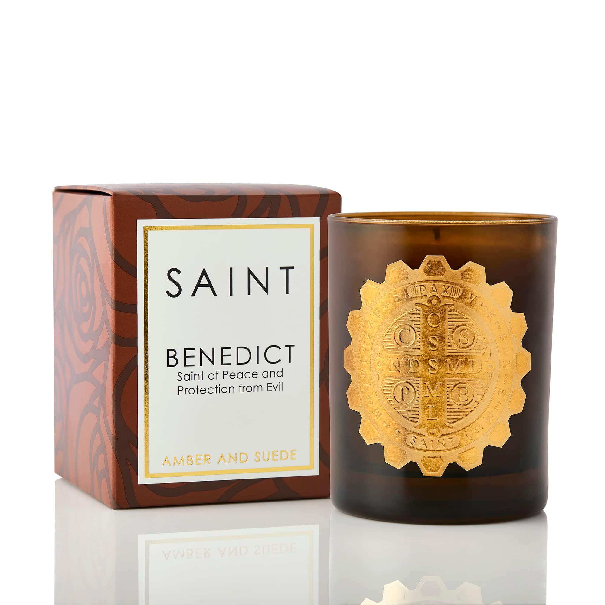 SaintSaint Benedict Scented Candle with Prayer and Prayer Coin, Saint of Peace and Protection from Evil, Soy Coconut Aromatherapy Candle with 80 Hour Burn Time, Special Edition