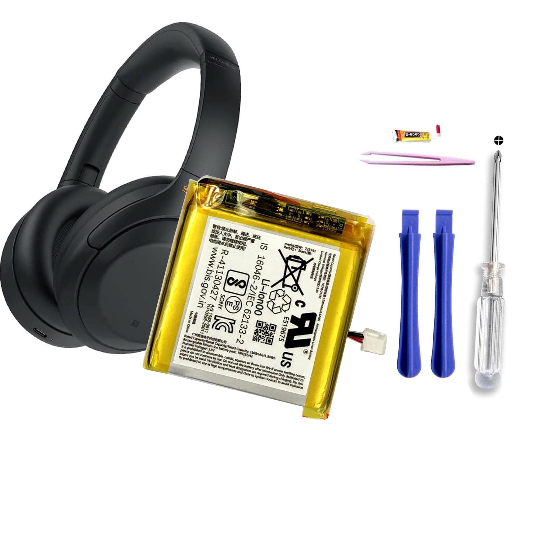 LIS1662HNPC 3.7V 1300mAh Battery Replacement for Sony WH-1000XM3 WH-1000XM4 WH-XB900N WH-H910N WH-CH710N Bluetooth Wireless Noise canceling Stereo Headset SM-03 SP 624038+ Tools