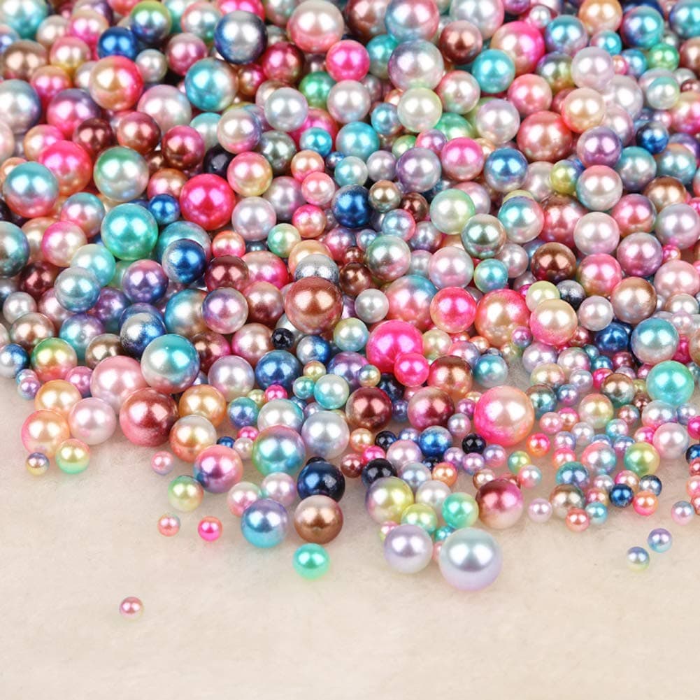ABS Colorful Acrylic Round Beads Imitation Faux Pearls String NO Hole 4-10MM Mixed Color for Craft DIY Jewelry Making (4-10MM Mix Color(About 750pcs))