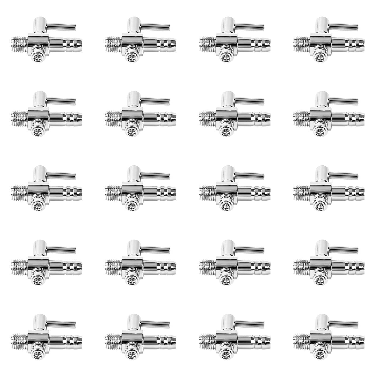AQUANEAT Aquarium Metal Gang Valves, Air Flow Control Valves, 1 Way Thread Valves, Manifolds Air Distributor for Air Pumps Fish Room Air Systems,20pcs