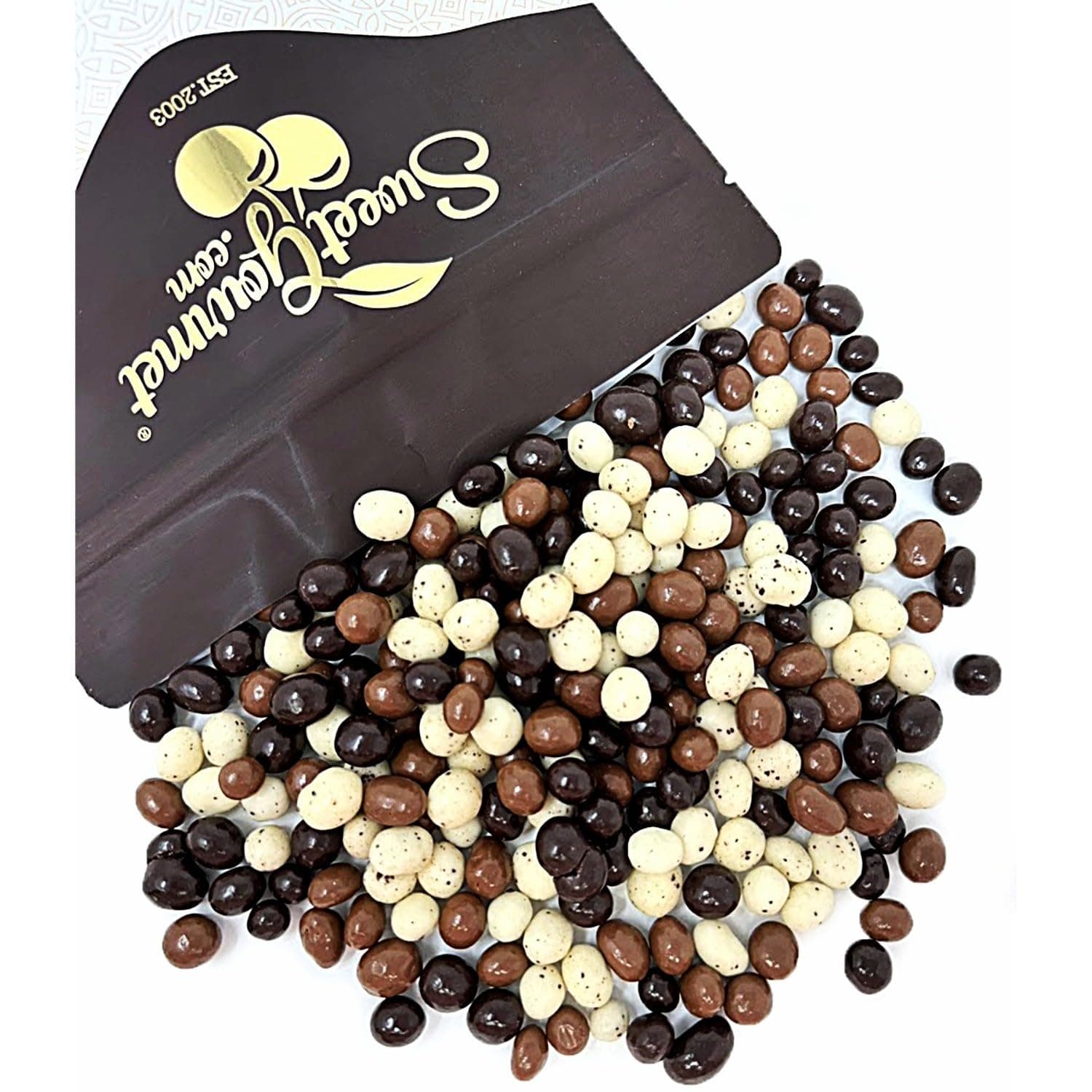 SweetGourmet Chocolate Covered Espresso Beans Blend | White Milk Dark Chocolate | 1 Pound