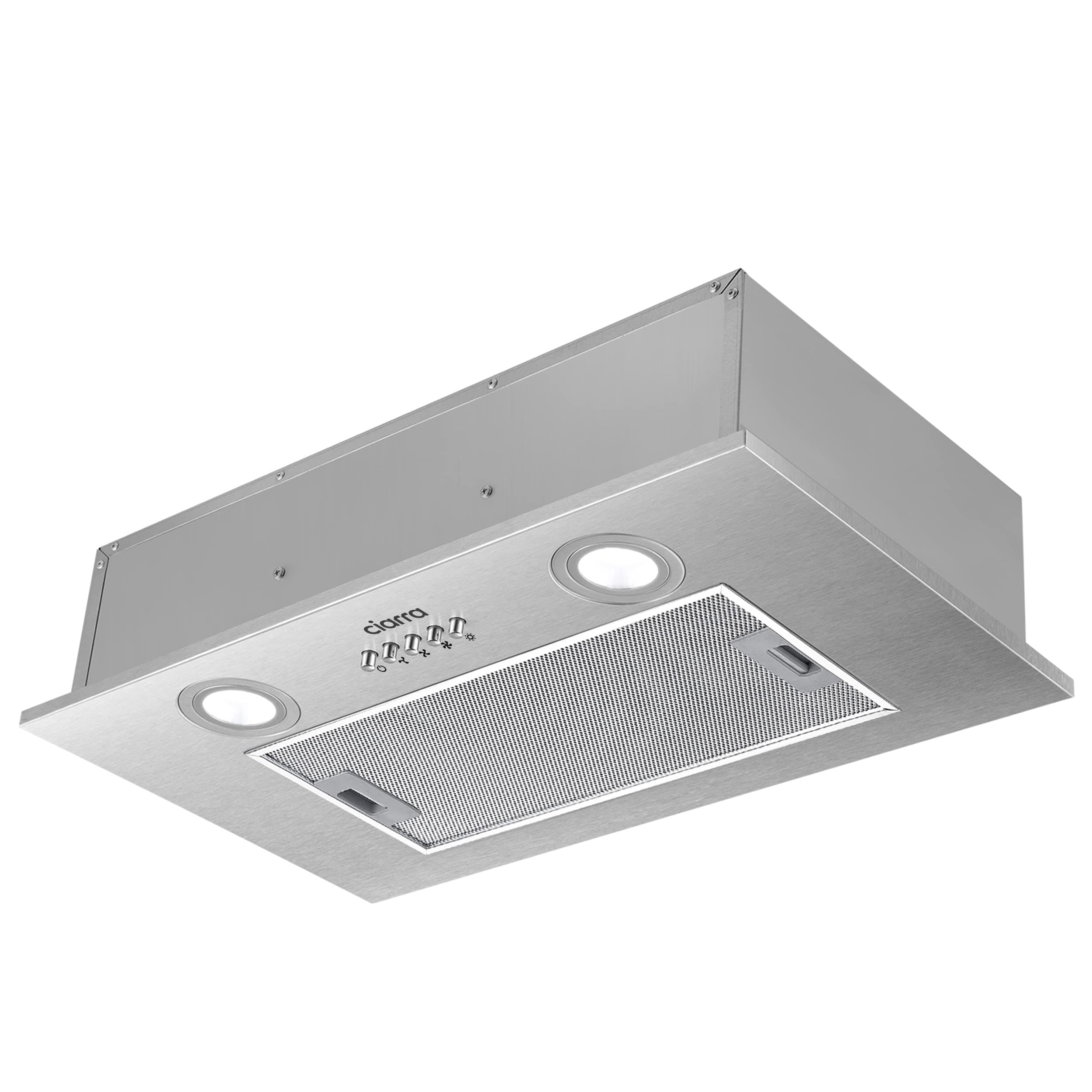 Ciarra CBCS5913A Built-In Extractor Hood - 300 m³/h - 52 cm - Drain or Recycling - Carbon Filter Not Included - 3 Speeds - LED Lighting - Stainless Steel