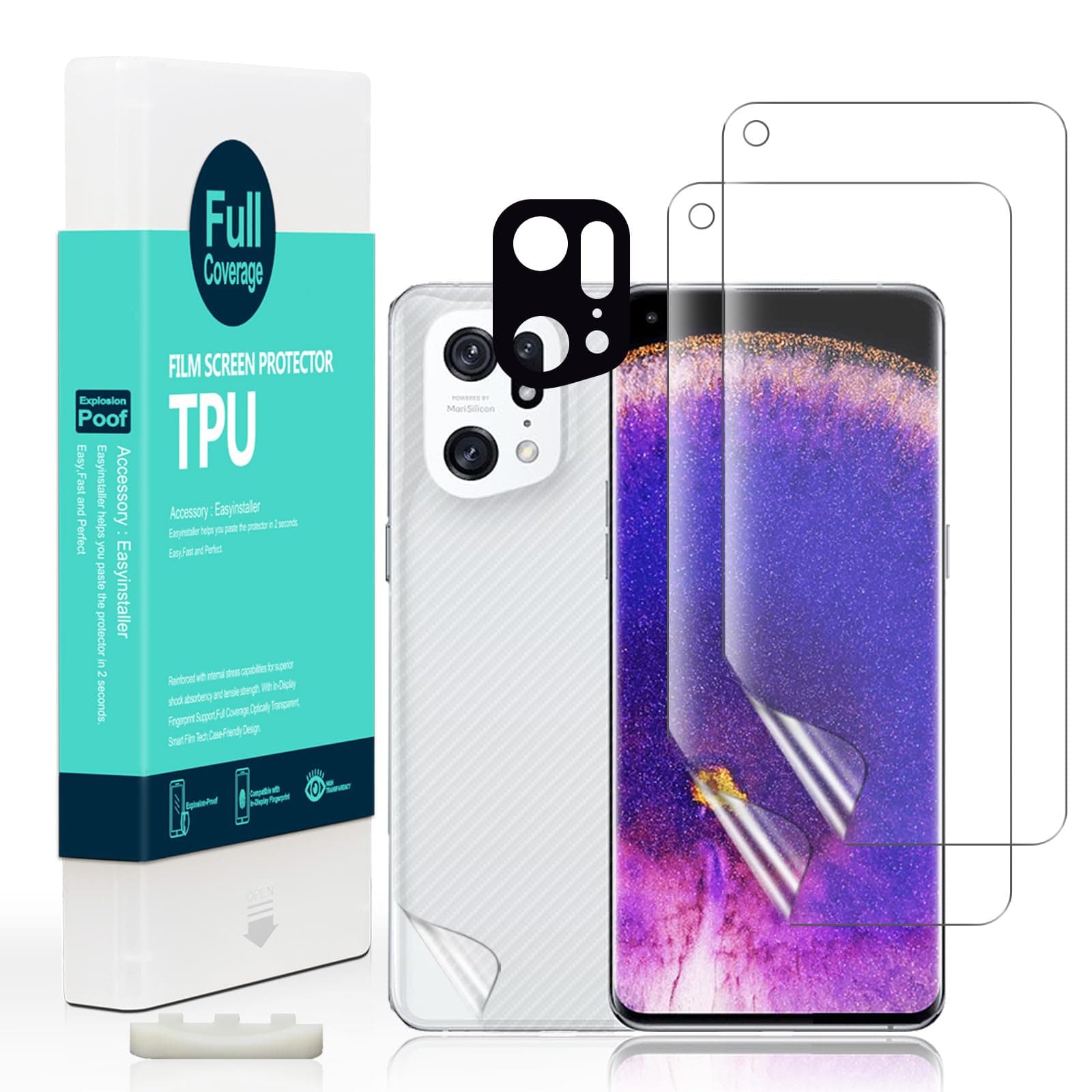 Ibywind 2 Pack Screen Protector For Oppo Find X5 Pro,Flexible TPU Film,With 1Pc Camera Lens Protector,1Pc Back Film[Bubble Free][Easy Installation][HD Clear][Self-Healing]