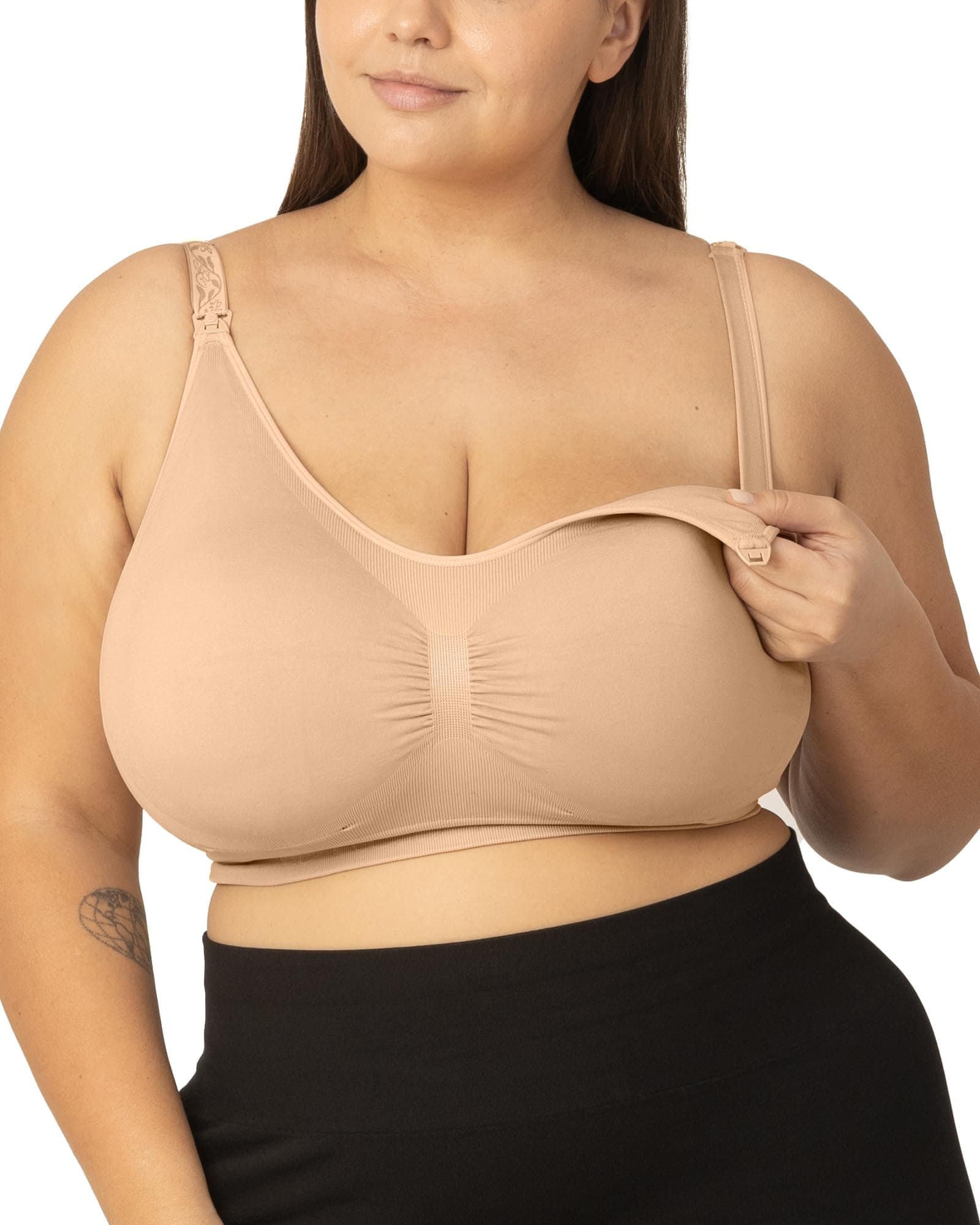 Simply Sublime Seamless Nursing Bra for Breastfeeding | Wireless Maternity Bra, Nude, S