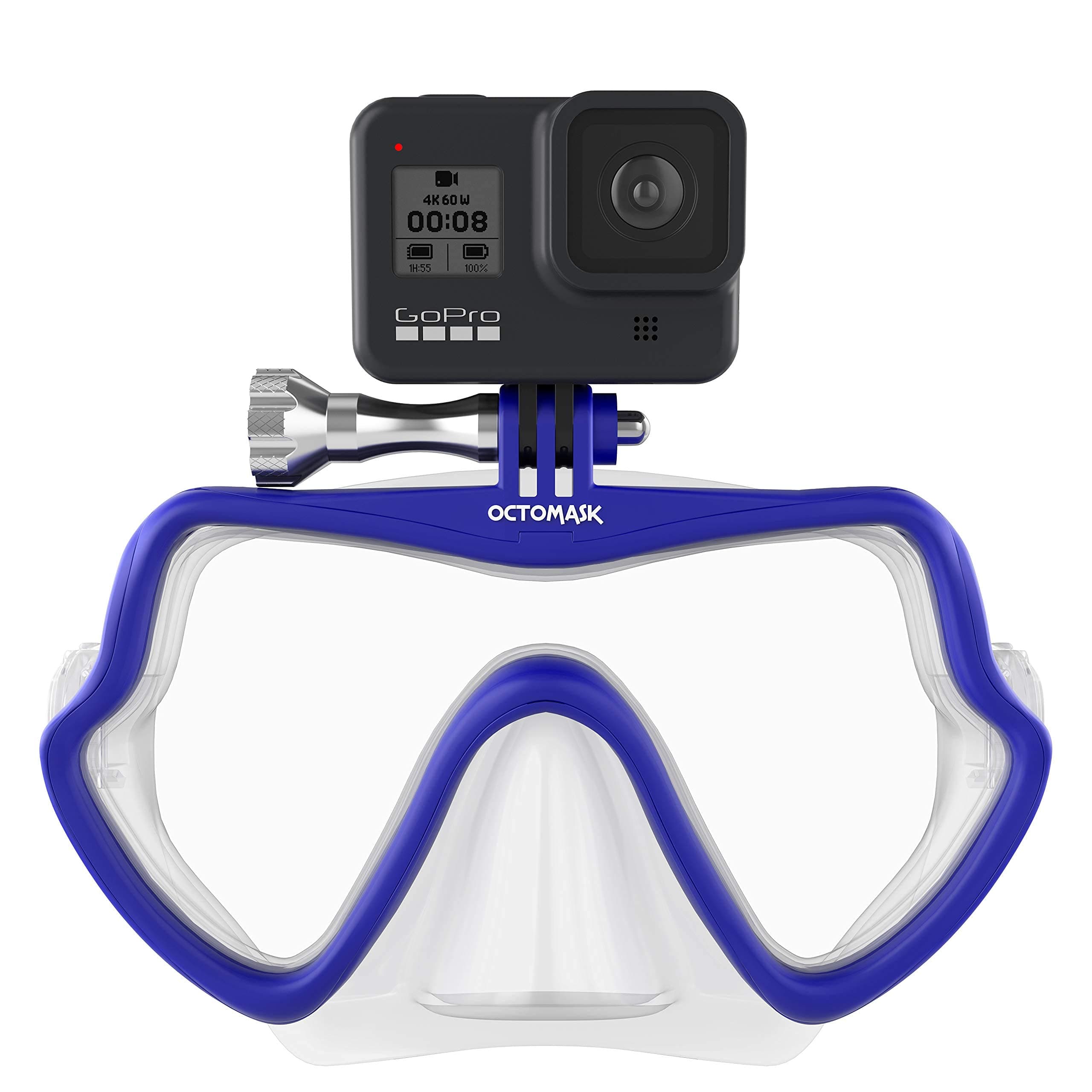 OCTOMASK - Frameless Dive Mask w/Mount for All GoPro Hero Cameras for Scuba Diving, Snorkeling, Freediving
