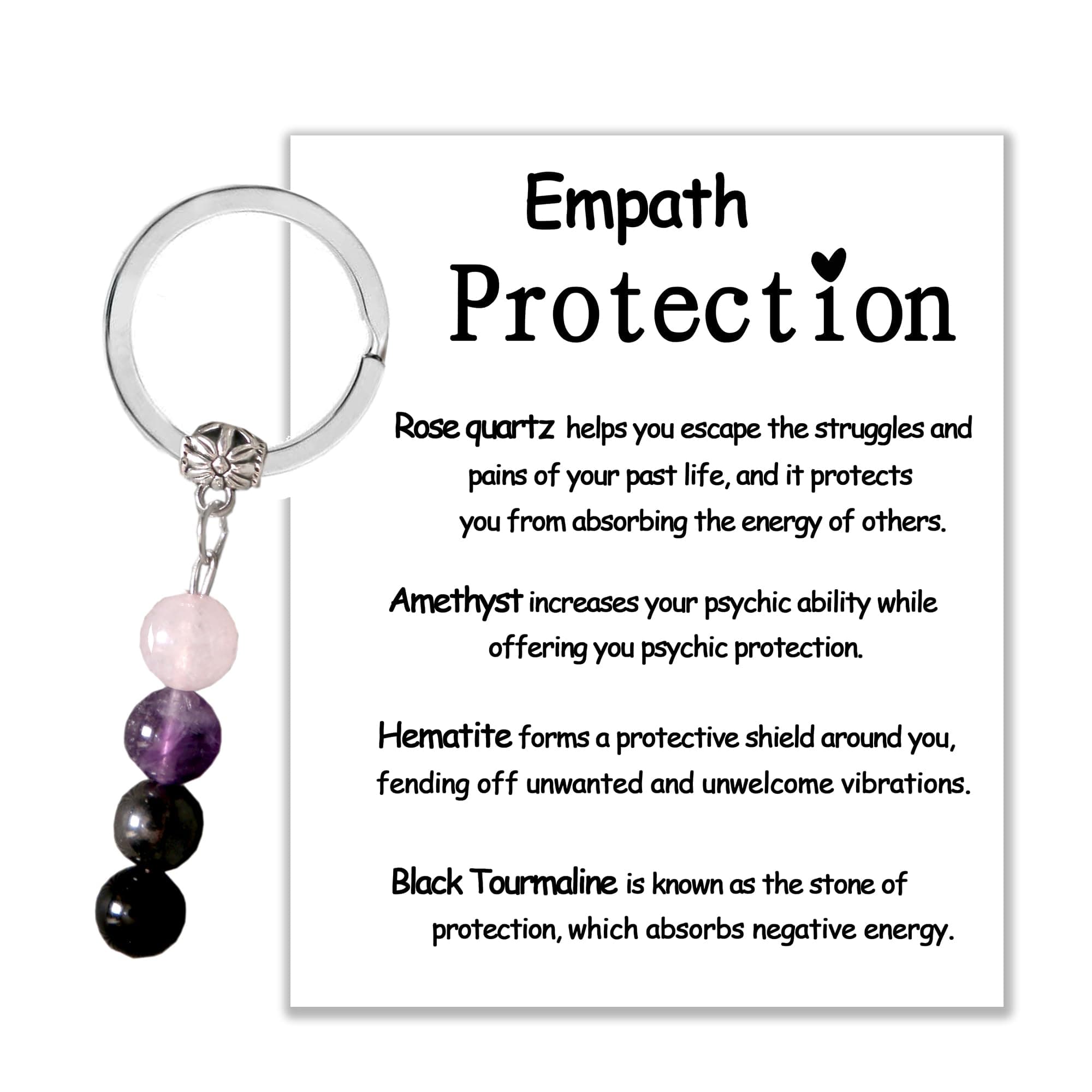 Healing Gemstone Keychain, Healing Crystal Bead keychain, Emotional Support Gemstone Keychain, Empath Protection, Best Friends Daughter Mom