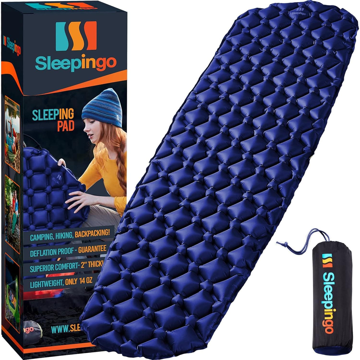 Ultralight Sleeping Mat - Inflatable & Compact Camping Air Mattress for Backpacking, Hiking- New