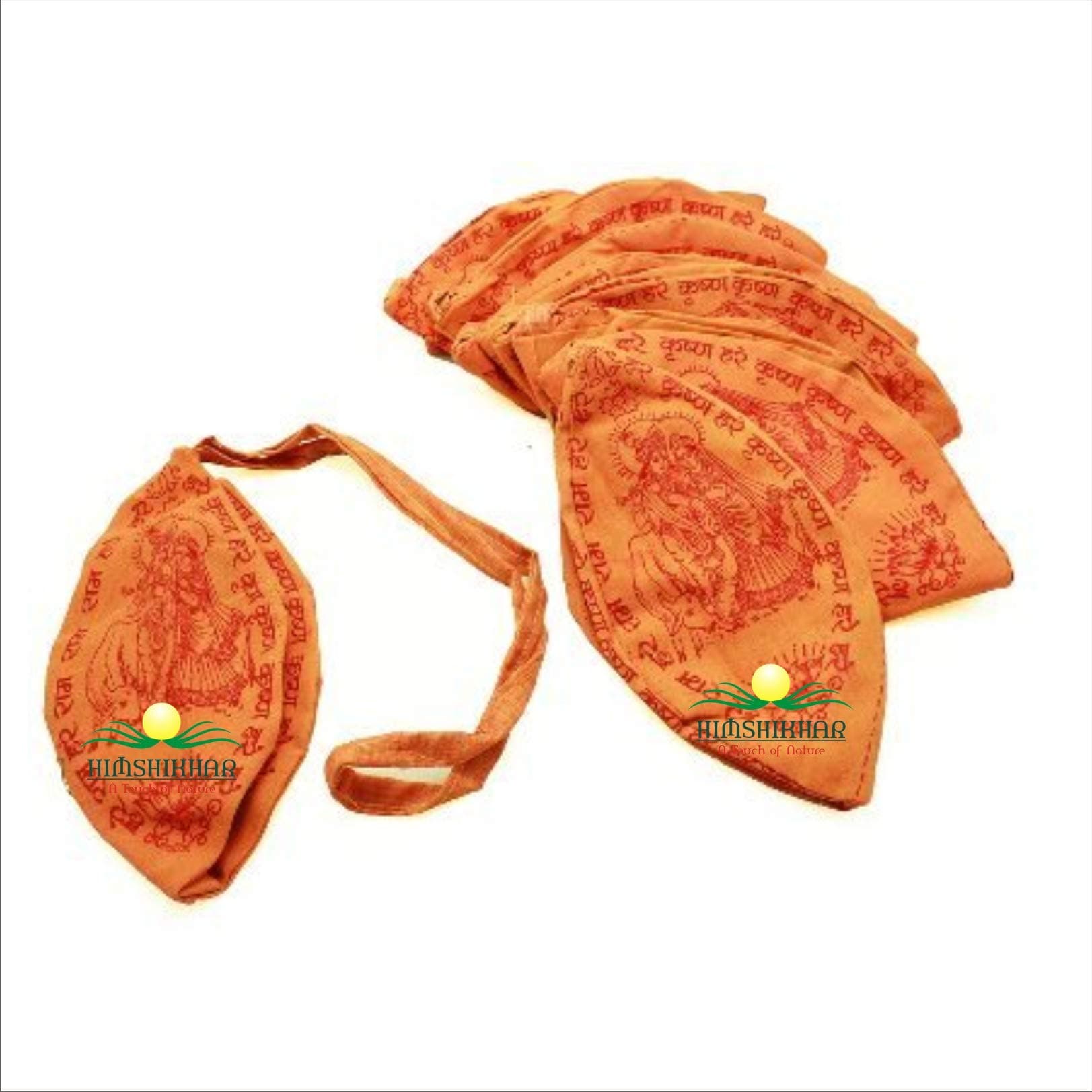 || Himshikhar ||Cotton Gaumukhi Oval Shape Jaap Mala Bag (24x12cm, Orange) - Set of 2 by Himshikhar Pooja Samagri