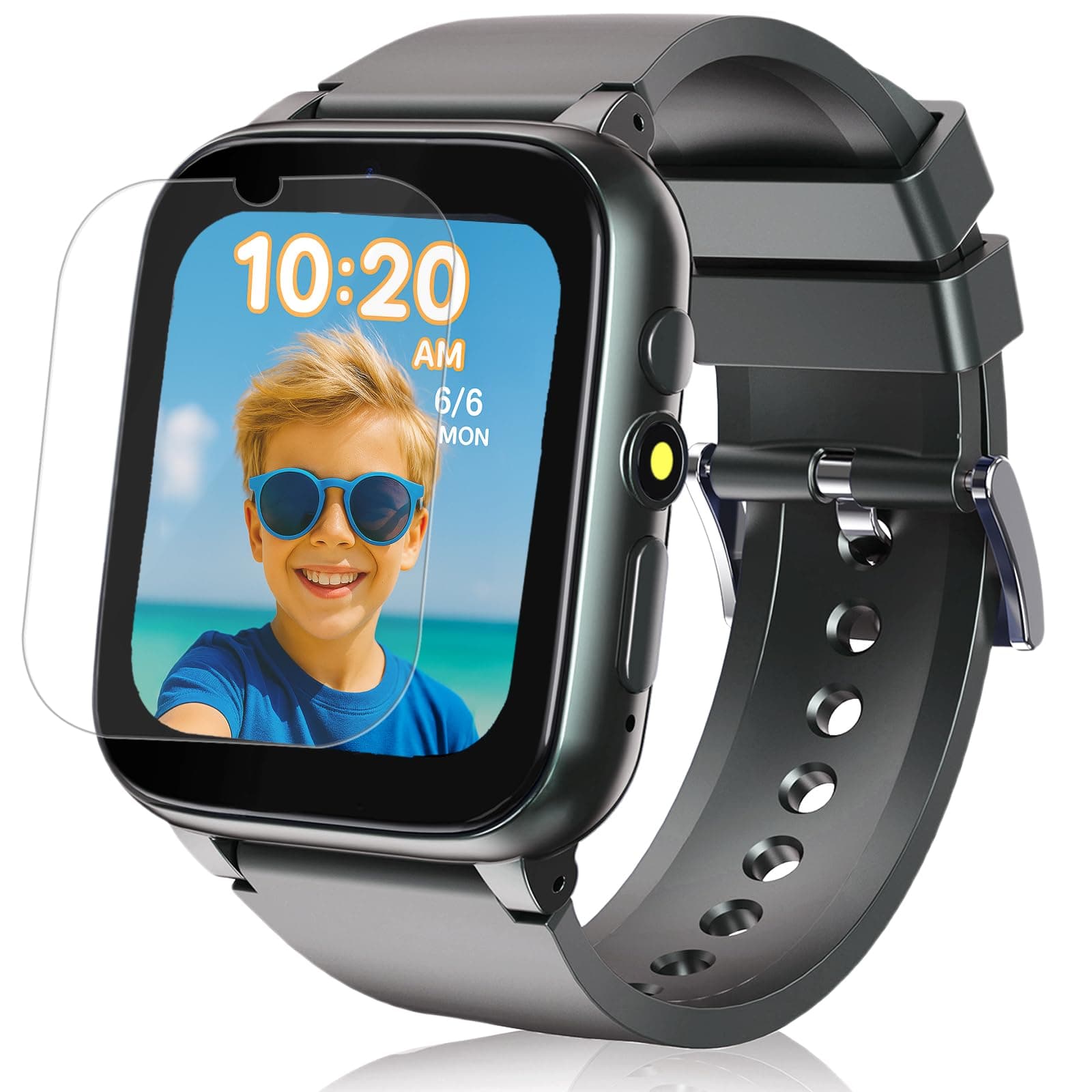 iCHOMKE Kids Smart Watch for Girls Boys Age 4-10, 26 Games, HD Touch Screen, Video Camera, Music Player, Alarm, Educational Toy Gift for Birthday (Black)