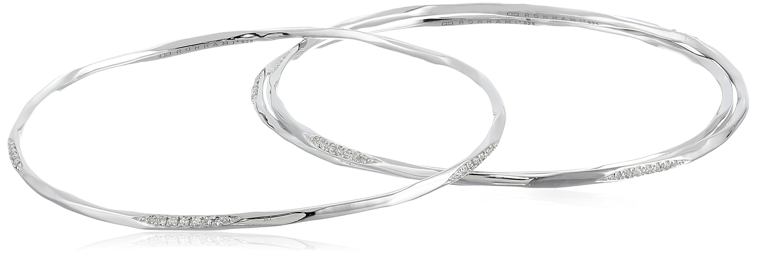 Ron Hami Lace Sterling Silver Carved White Topaz Bangle Bracelet