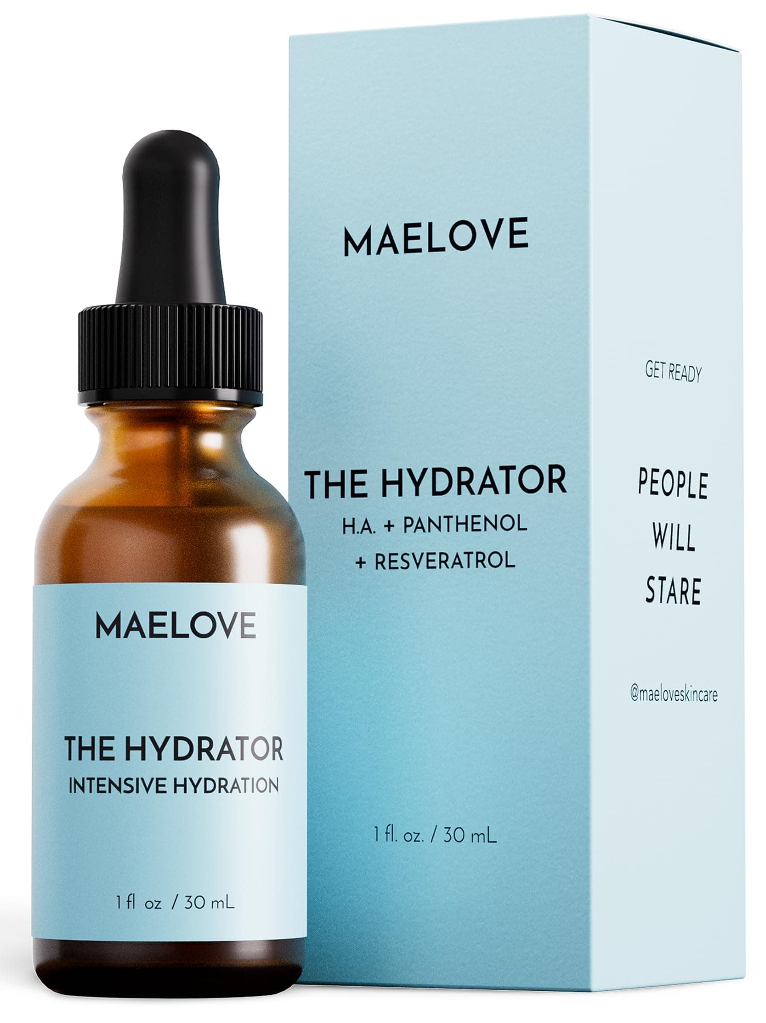 MAELOVE Hyaluronic Acid Serum w/Vitamin B5, Unscented, Lightweight & Non Greasy Formula w/Panthenol & Resveratrol for Ultimate Hydration & Youthful Dewy Glow, Reduces Fine Lines & Wrinkles, USA Made